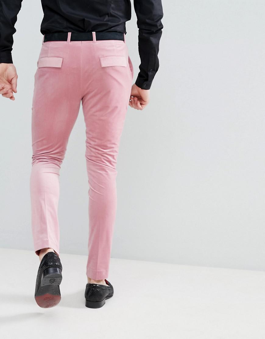 ASOS Super Skinny Smart Pants In Dusky Pink Velvet for Men | Lyst