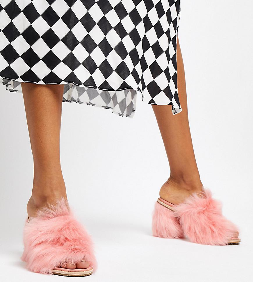 UGG Exclusive Rosa Fluff Heeled Mules in Pink | Lyst