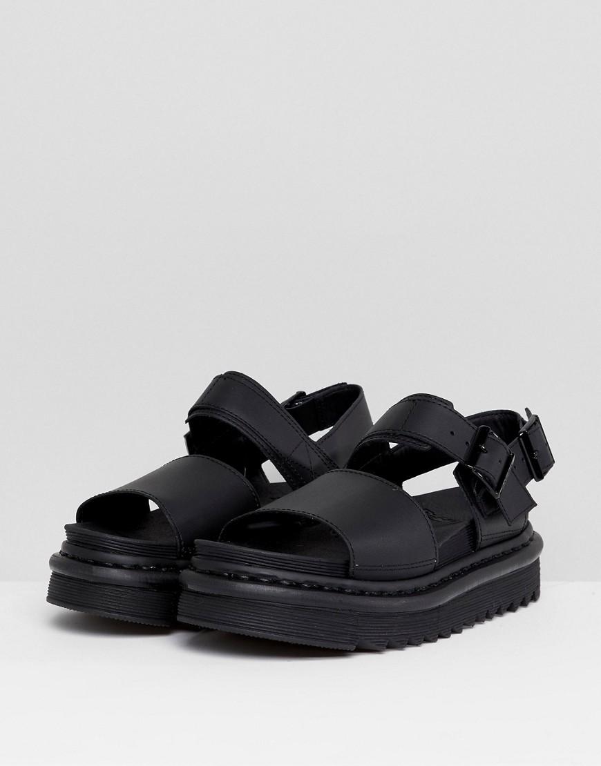 Dr. Martens Voss Black Leather Flat Chunky Sandals - Save 12% - Lyst