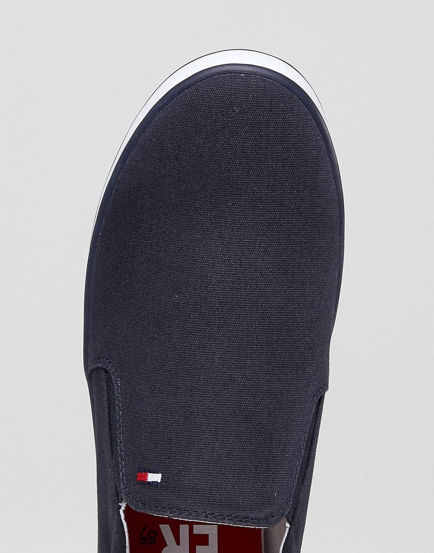 Tommy Hilfiger Iconic Slip On Canvas Sneakers In Navy in Blue for Men ...