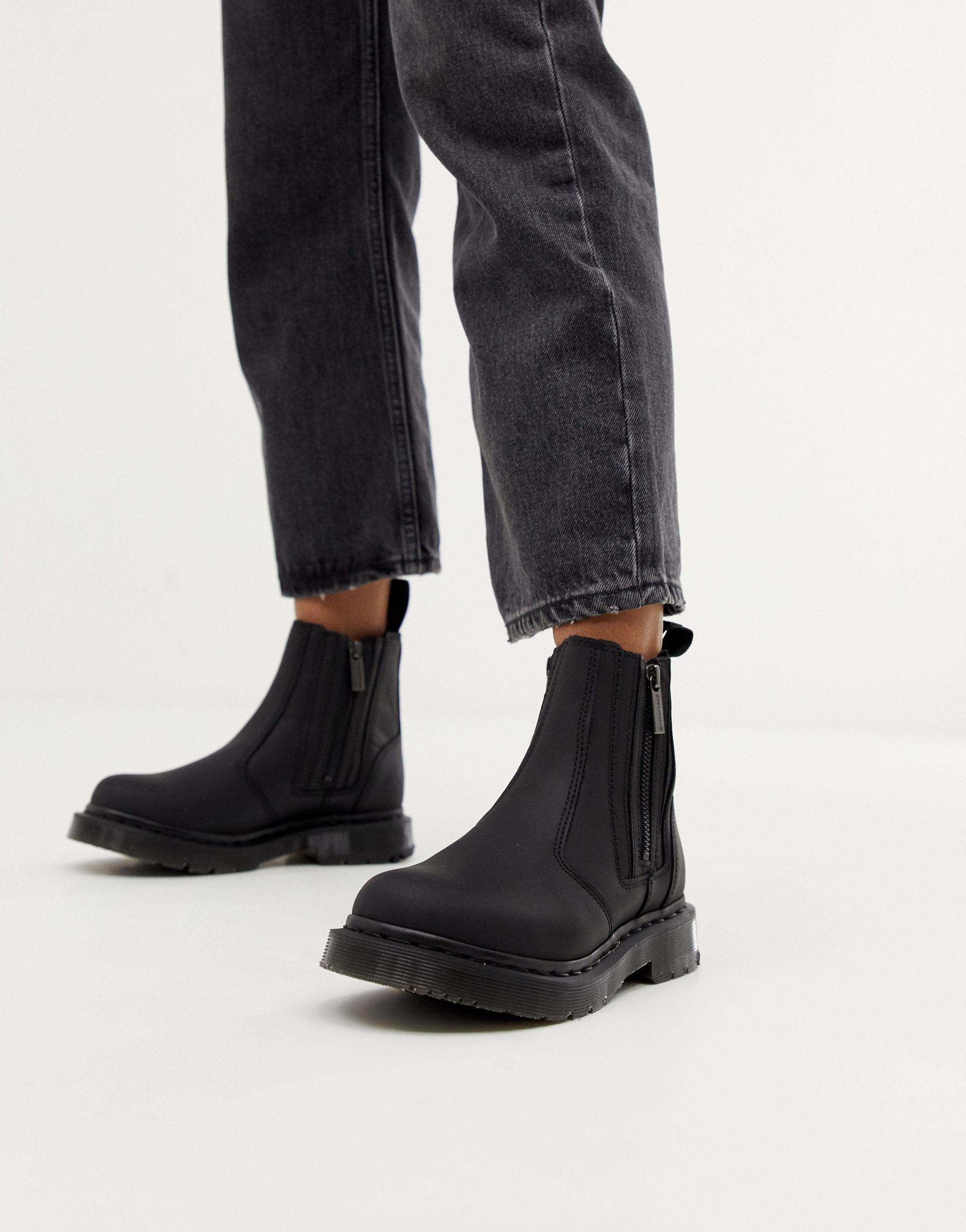 Dr. Martens 2976 Alyson Black Leather Snowgrip Flat Chelsea Boots - Lyst