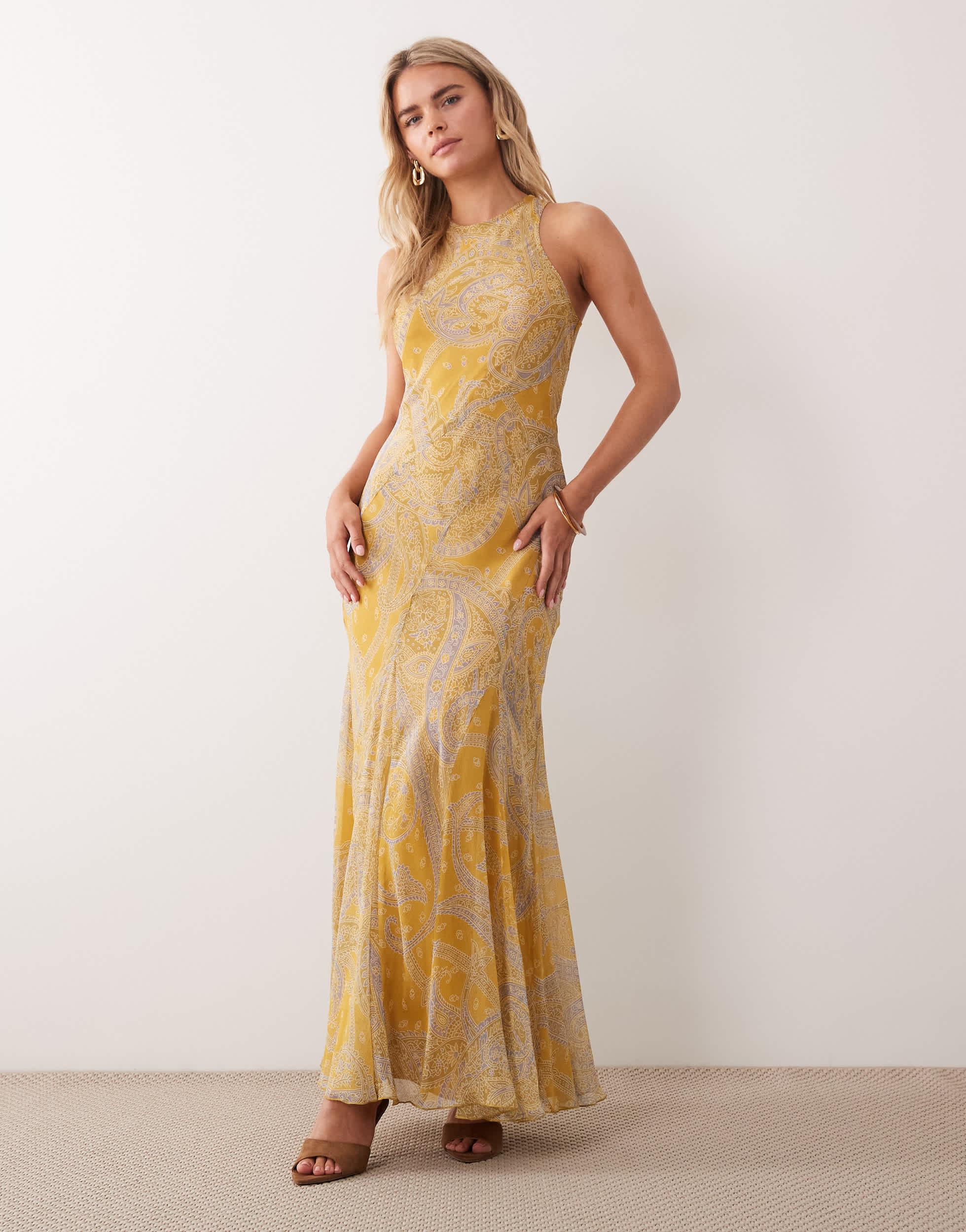 petite bias cut dress boohoo Women's Petite Bias Cut Angel Sleeve Maxi Dress