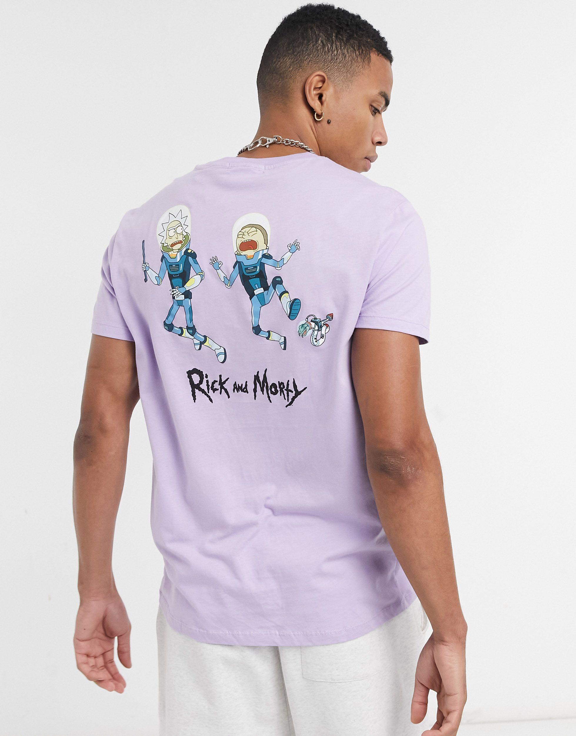 hipocresía Anuncio Progreso Bershka Rick And Morty Back Print T-shirt in Purple for Men | Lyst