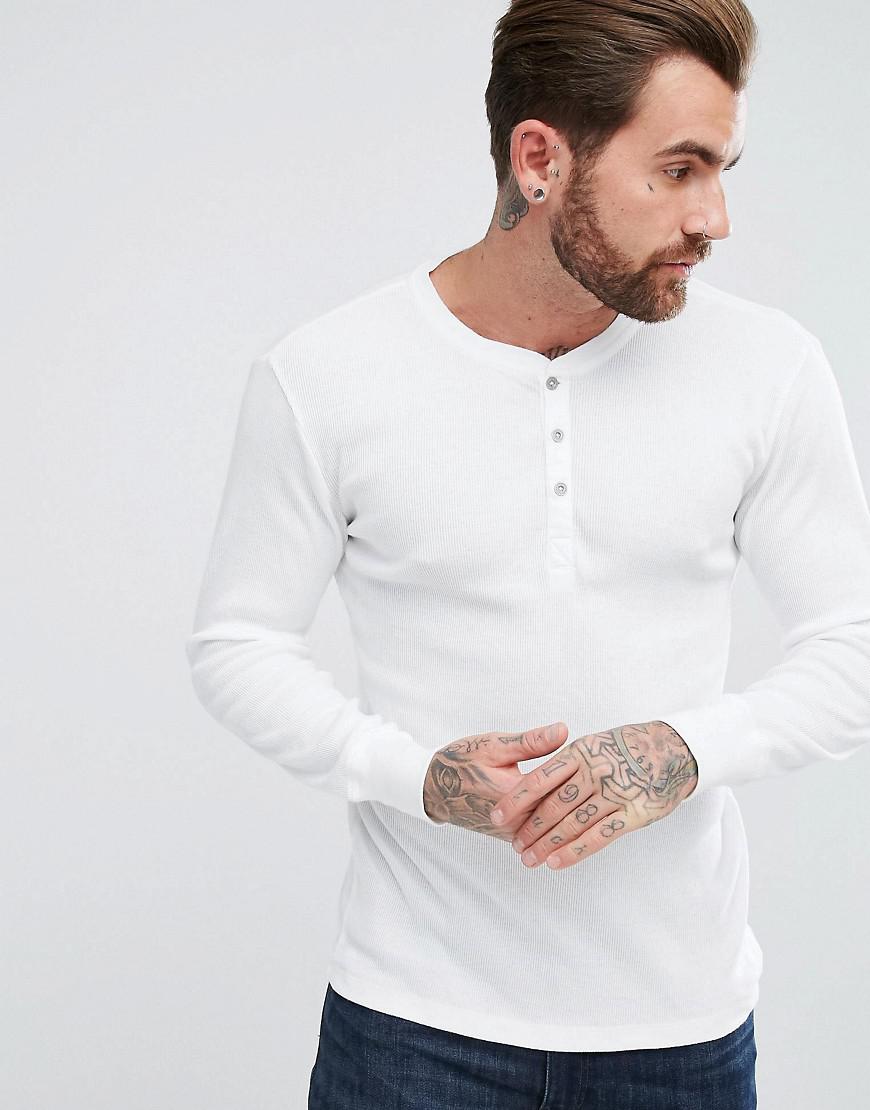 T-shirt manches longues moulant à col boutonné Levi's pour homme en coloris  Blanc | Lyst