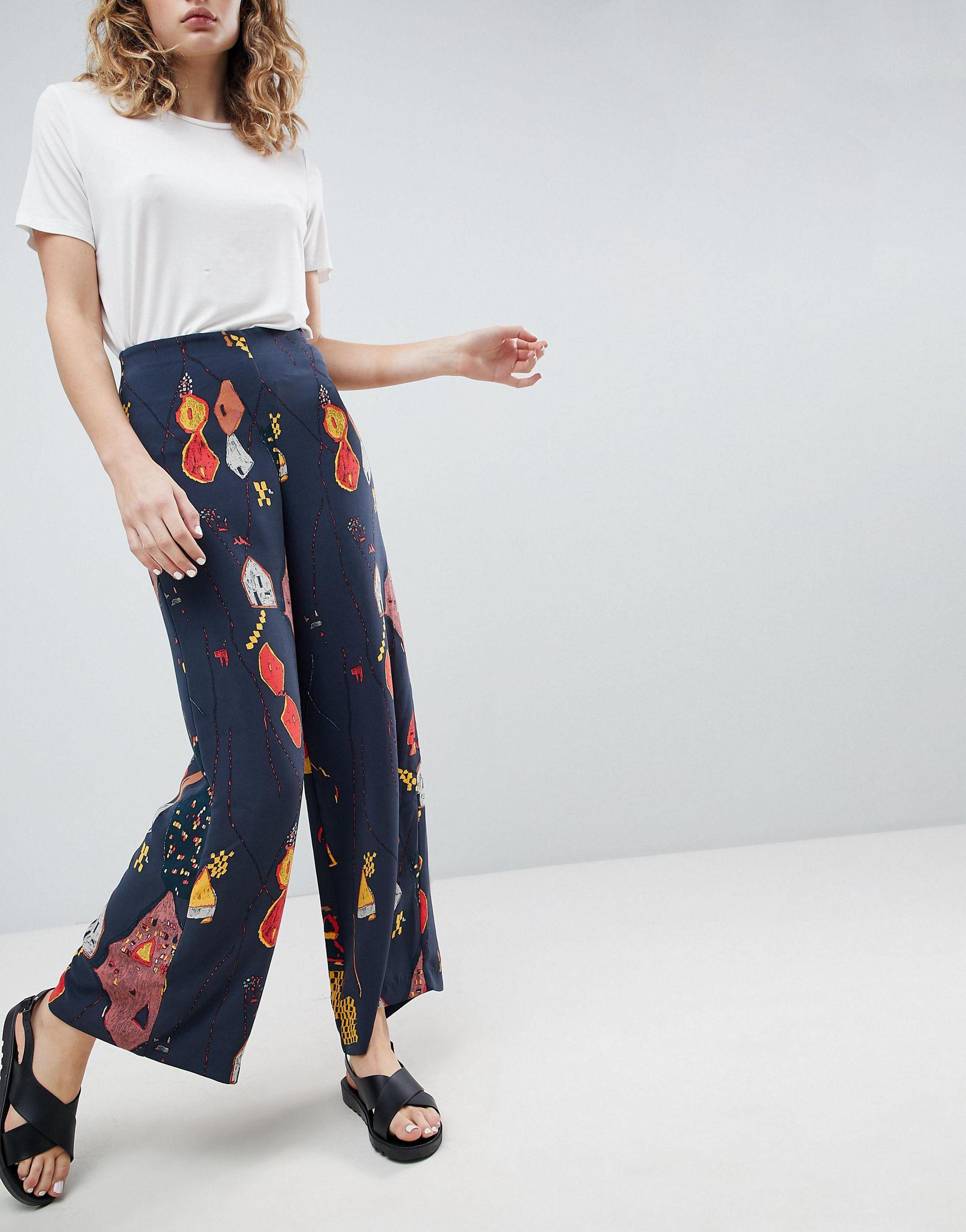 Weekday Denim Wide Leg Trousers in Blue 