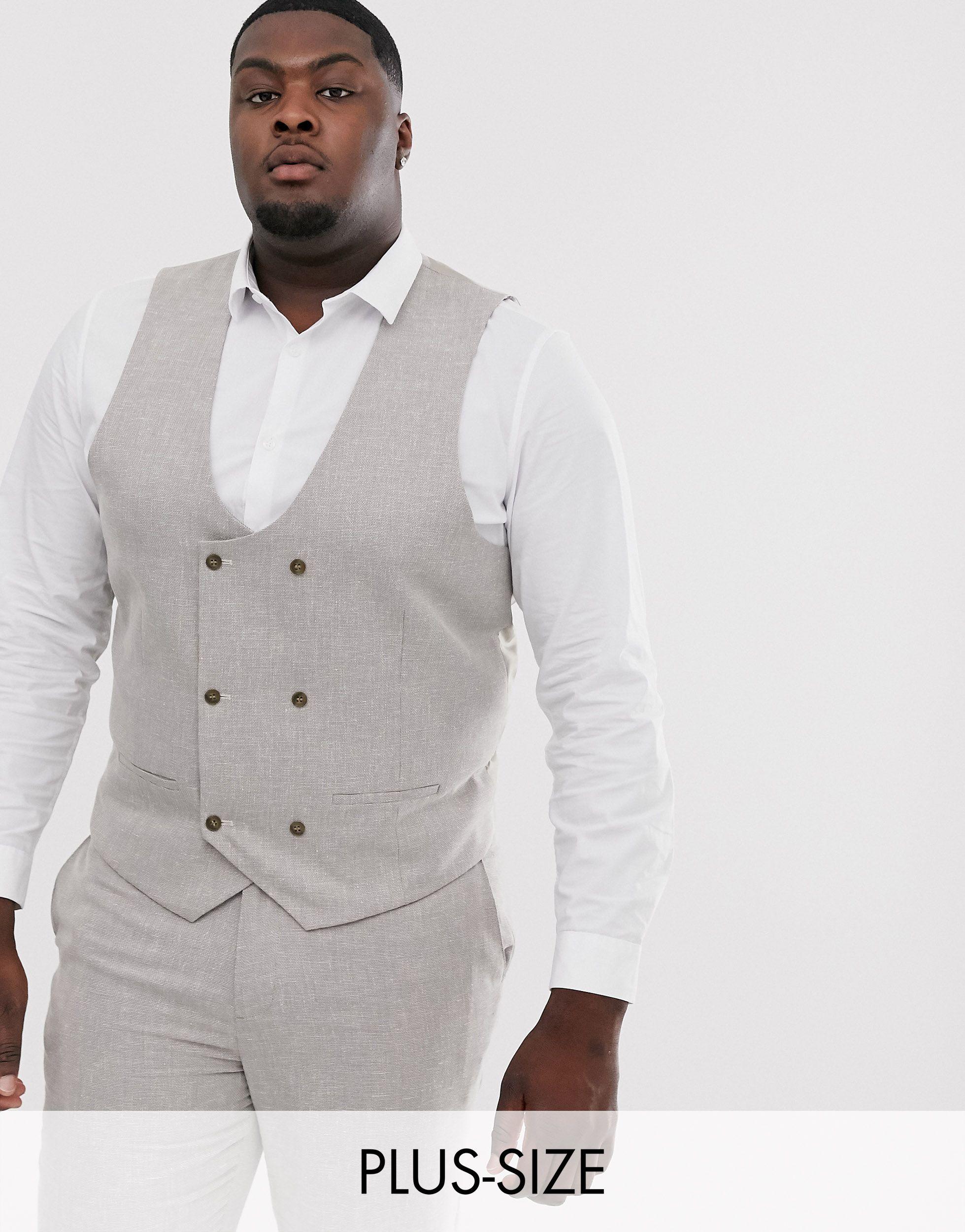 River Island Big & Tall Linen Suit Waistcoat for Men - Lyst