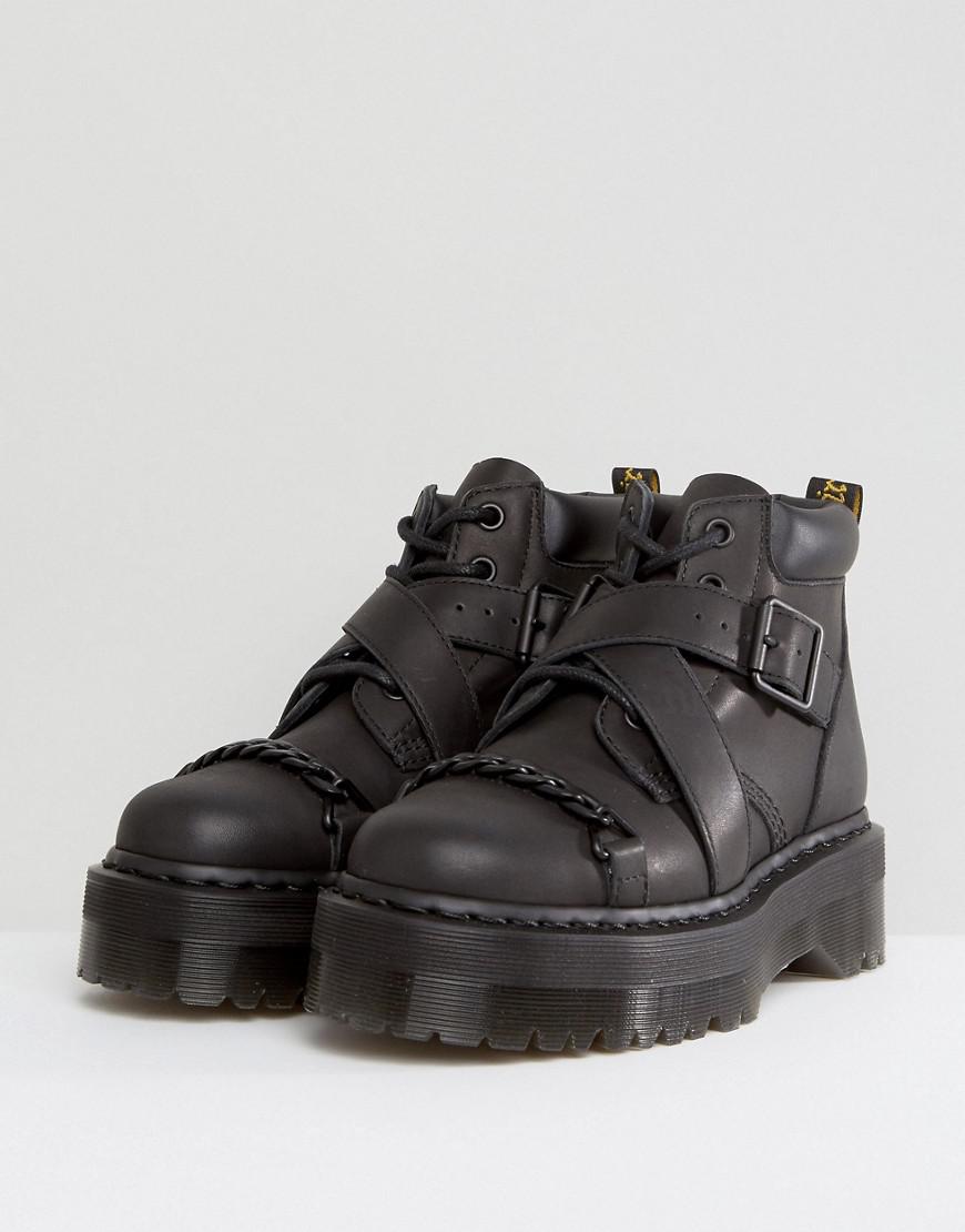 Dr. Martens Leather Beaumann Cross Strap Chunky Flatform Boots in 