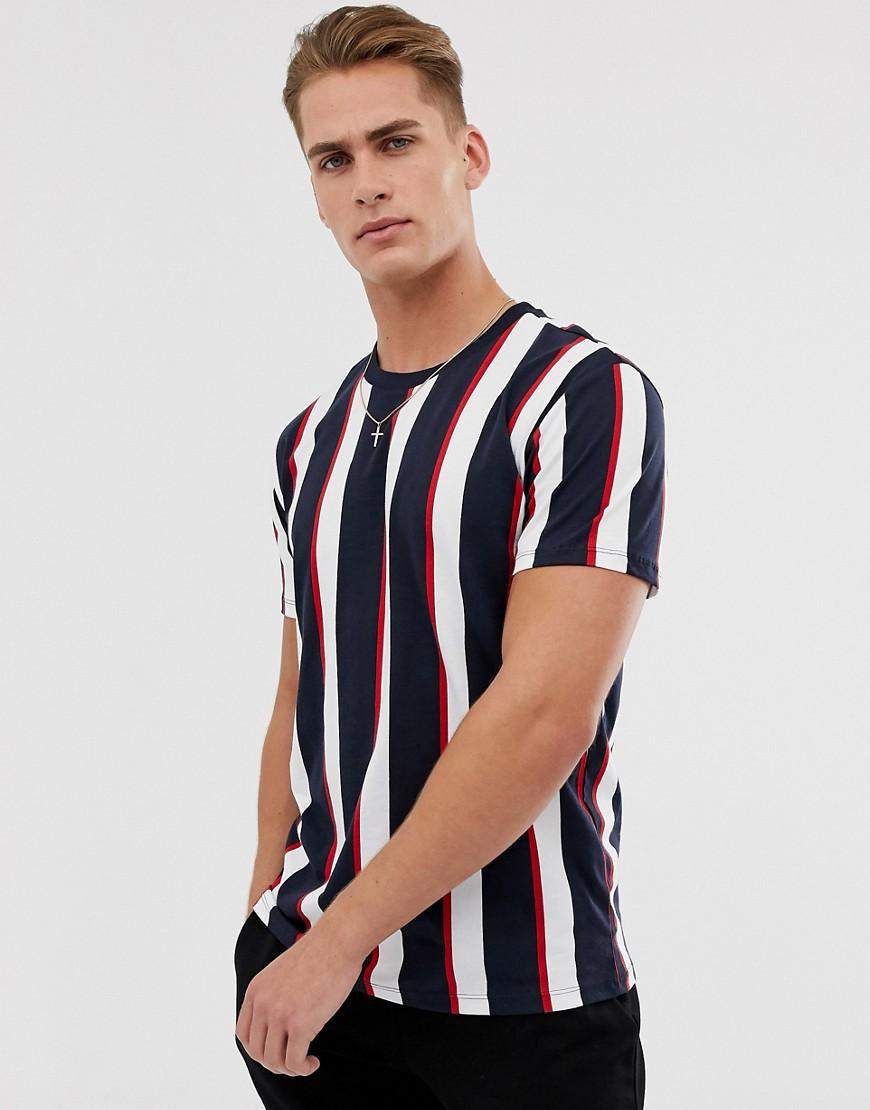 Bershka Vertical Striped T-shirt in Blue for Men | Lyst UK