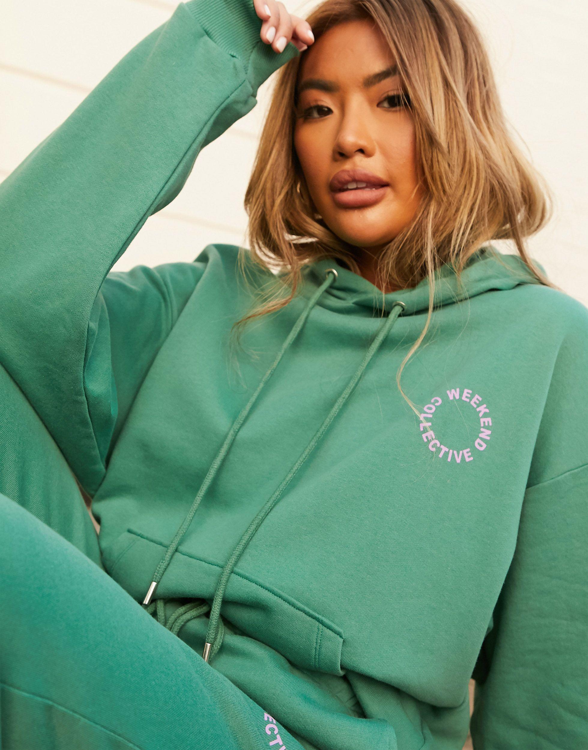 ASOS Weekend Collective Co-ord Oversized Hoodie With Logo in Green | Lyst