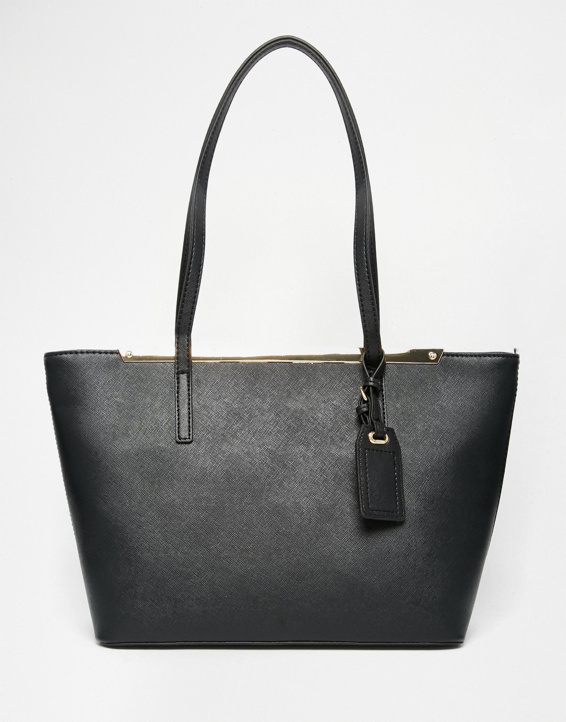 ALDO Mini Tote Bag With Metal Bar - Black | Lyst