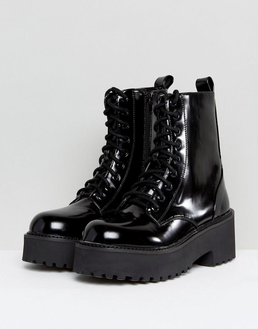 chunky sole lace up boots