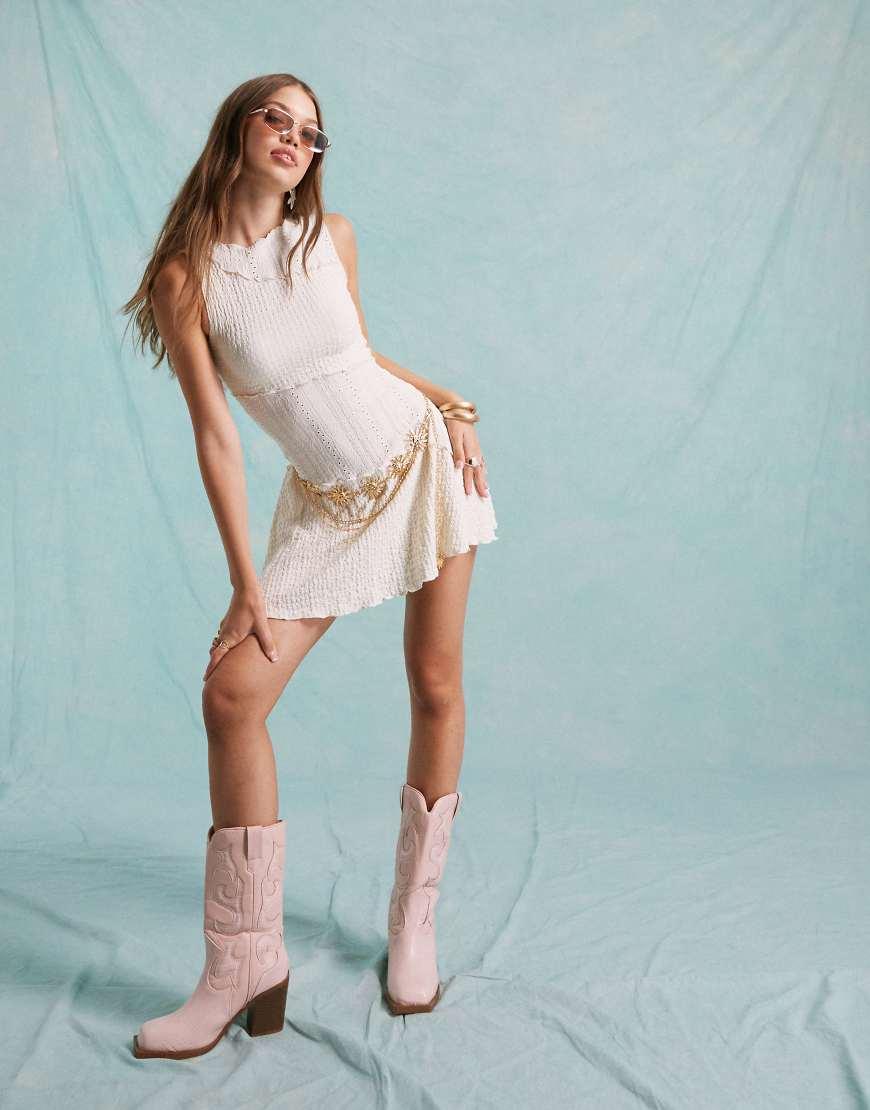 Miss Selfridge Mixed Lace Mini Dress in Blue Lyst UK