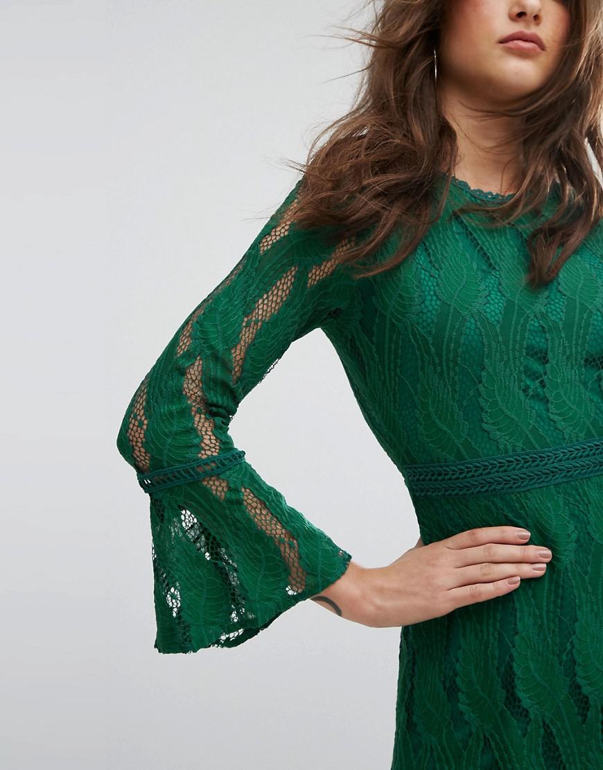 boohoo green lace dress