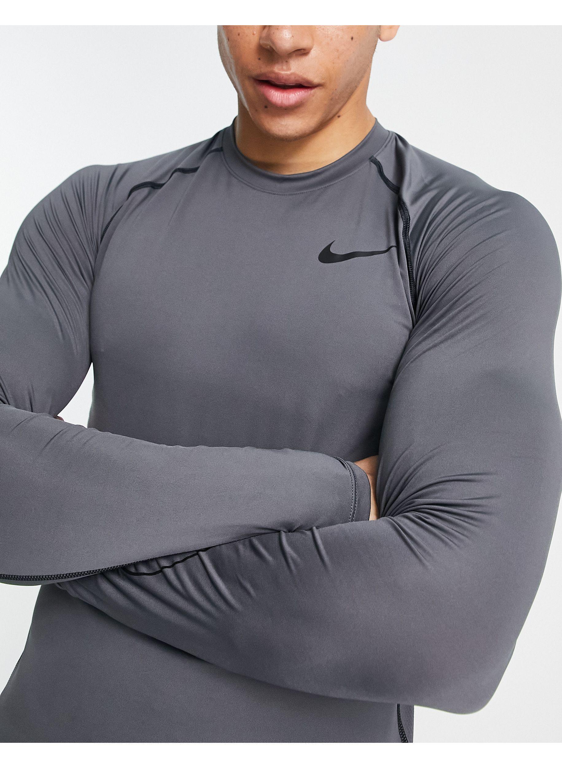 Nike Pro Dri-fit Slim Fit Long Sleeve Top in Grey for Men | Lyst Canada