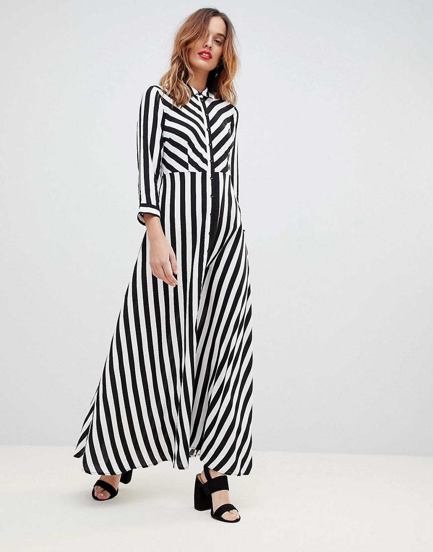 Y.A.S Stripe Maxi Shirt Dress | Black Lyst in