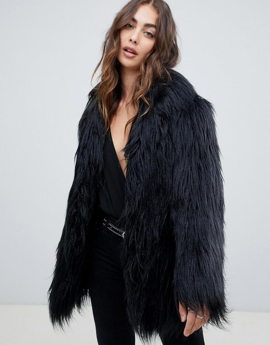 black mongolian fur jacket
