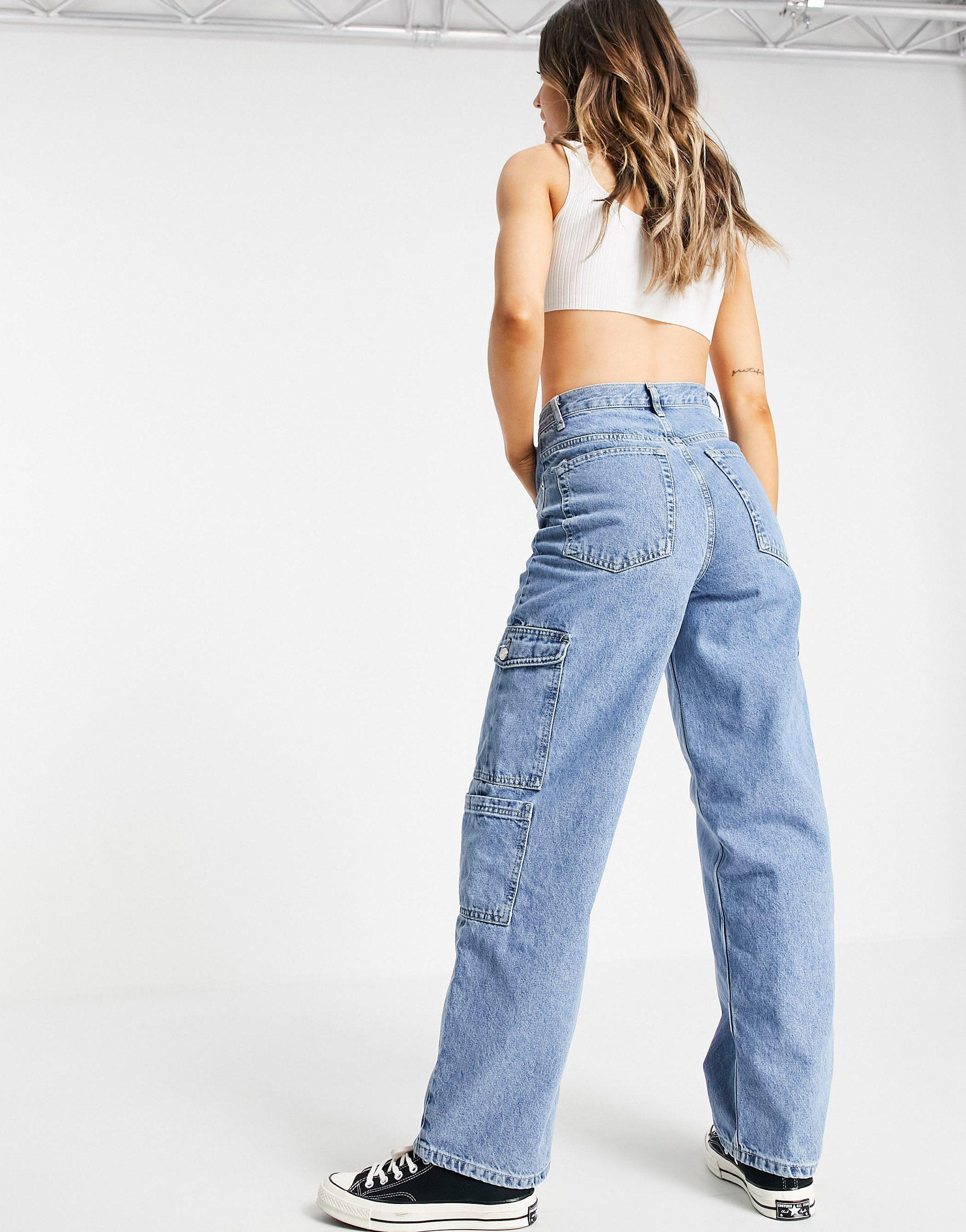 TOPSHOP Utility baggy Jeans in Blue | Lyst