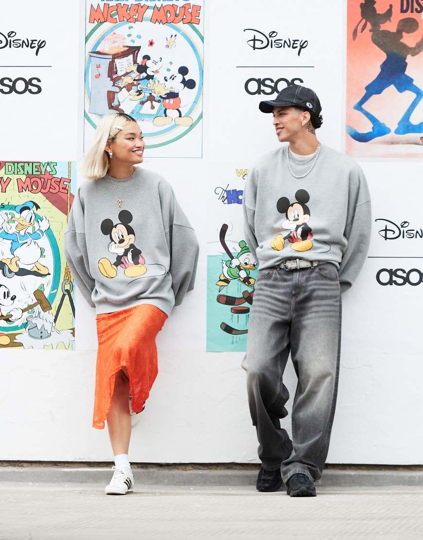 ASOS Disney Extreme Oversized Sweatshirt With Mickey Mouse Print in Grey Lyst UK