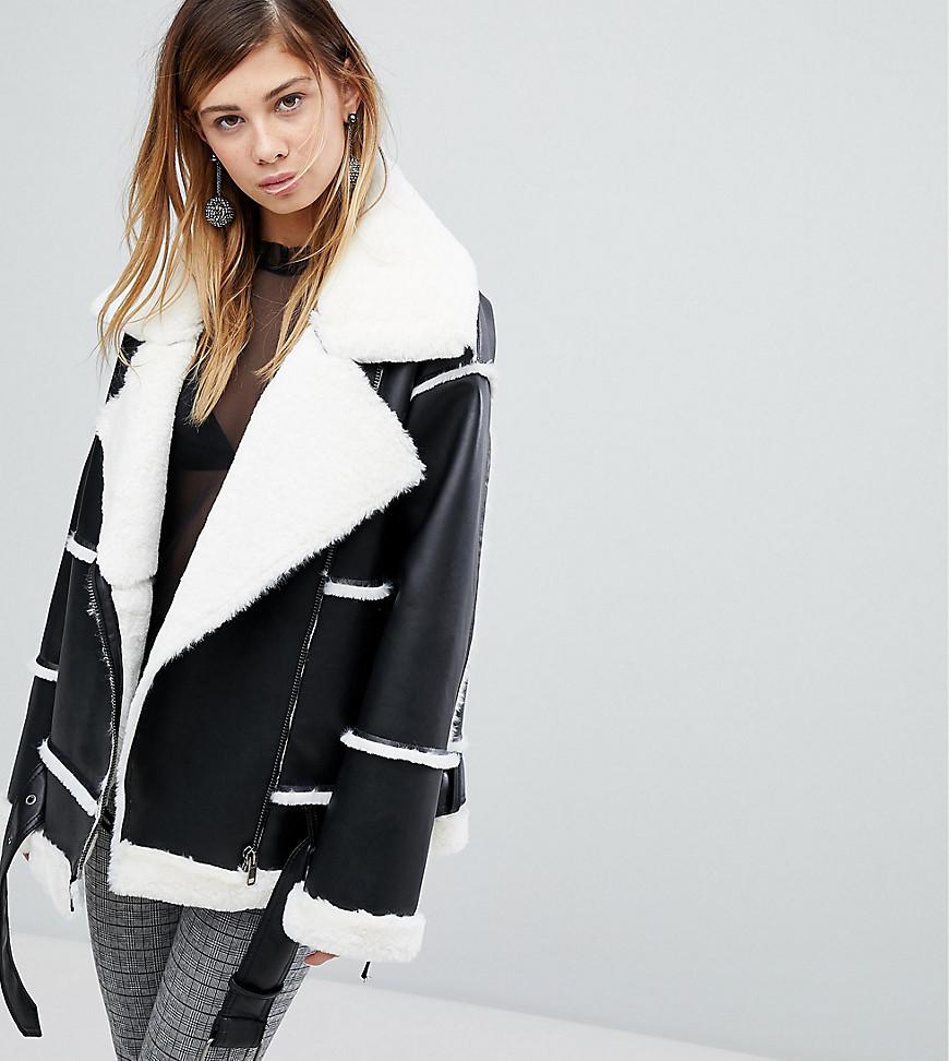 monki faux shearling utility jacket