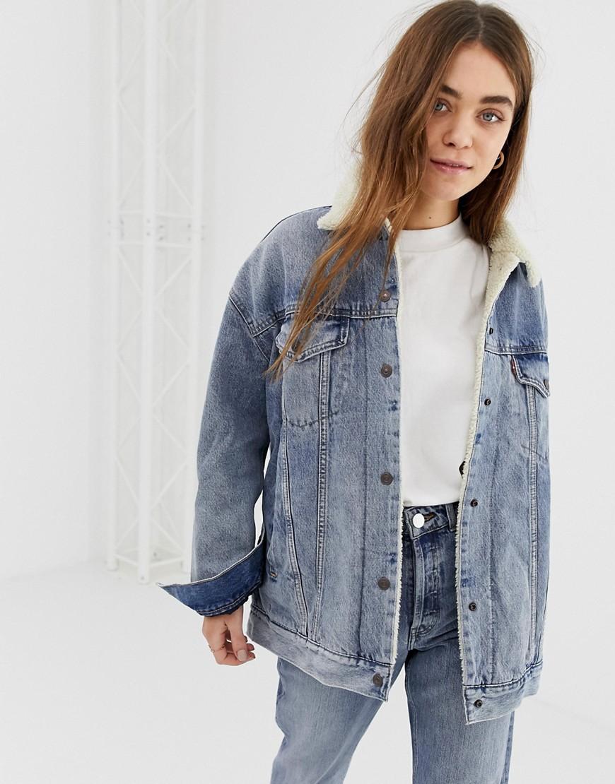 oversized sherpa denim jacket