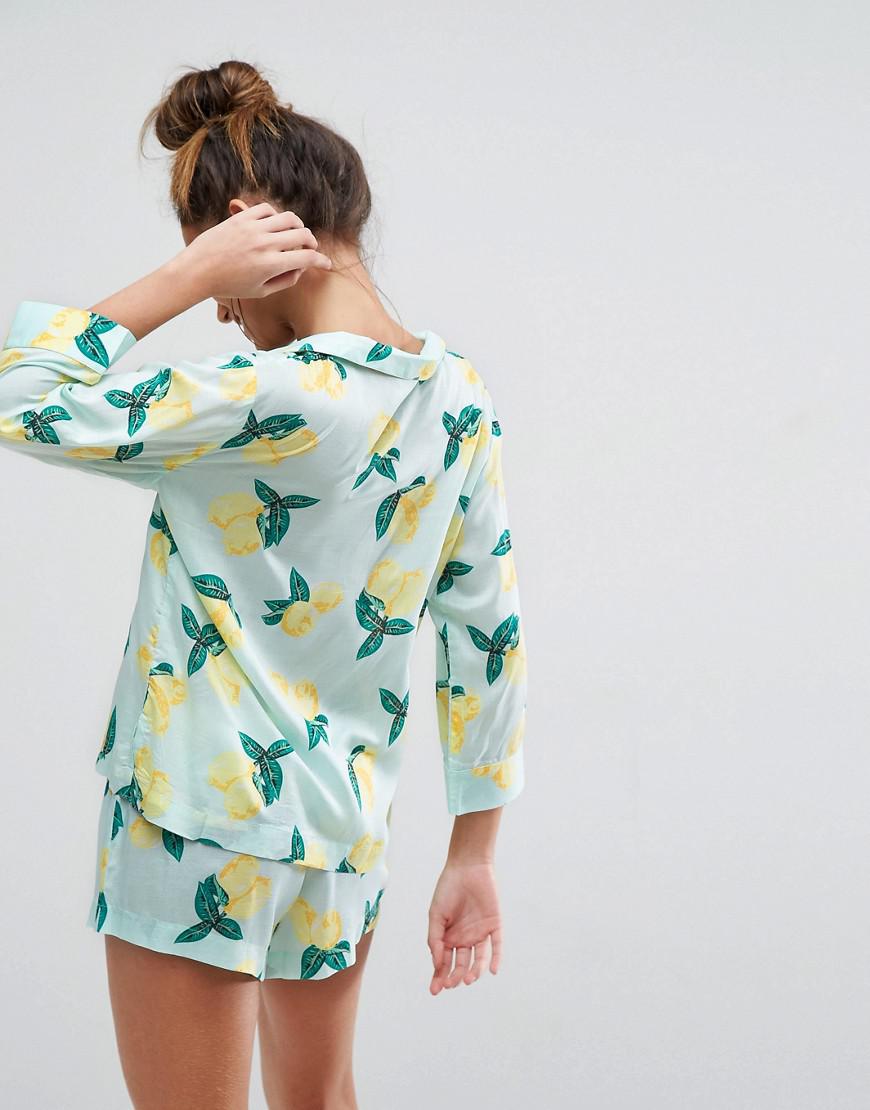 ASOS Denim Lemon Print Long Sleeve 