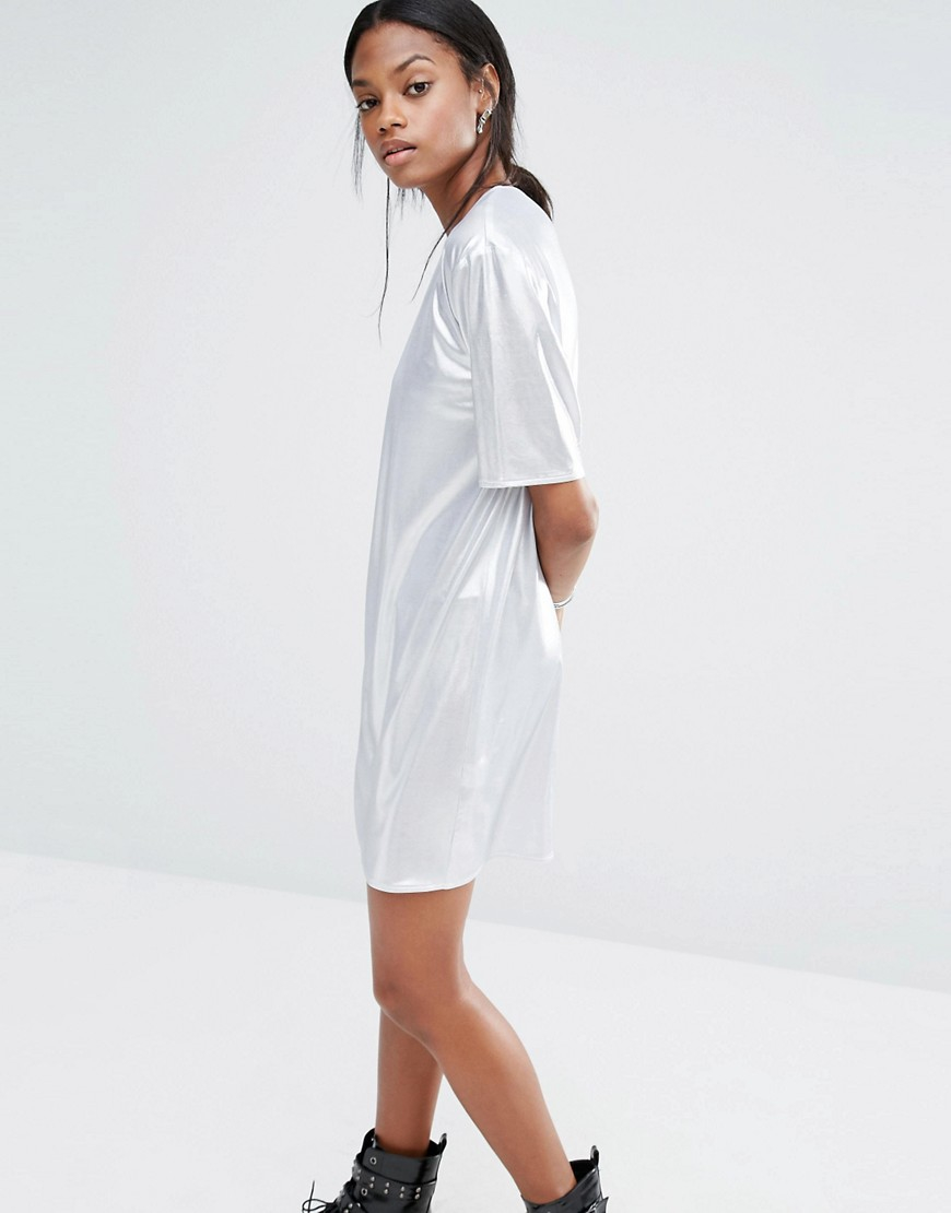 metallic t shirt dress