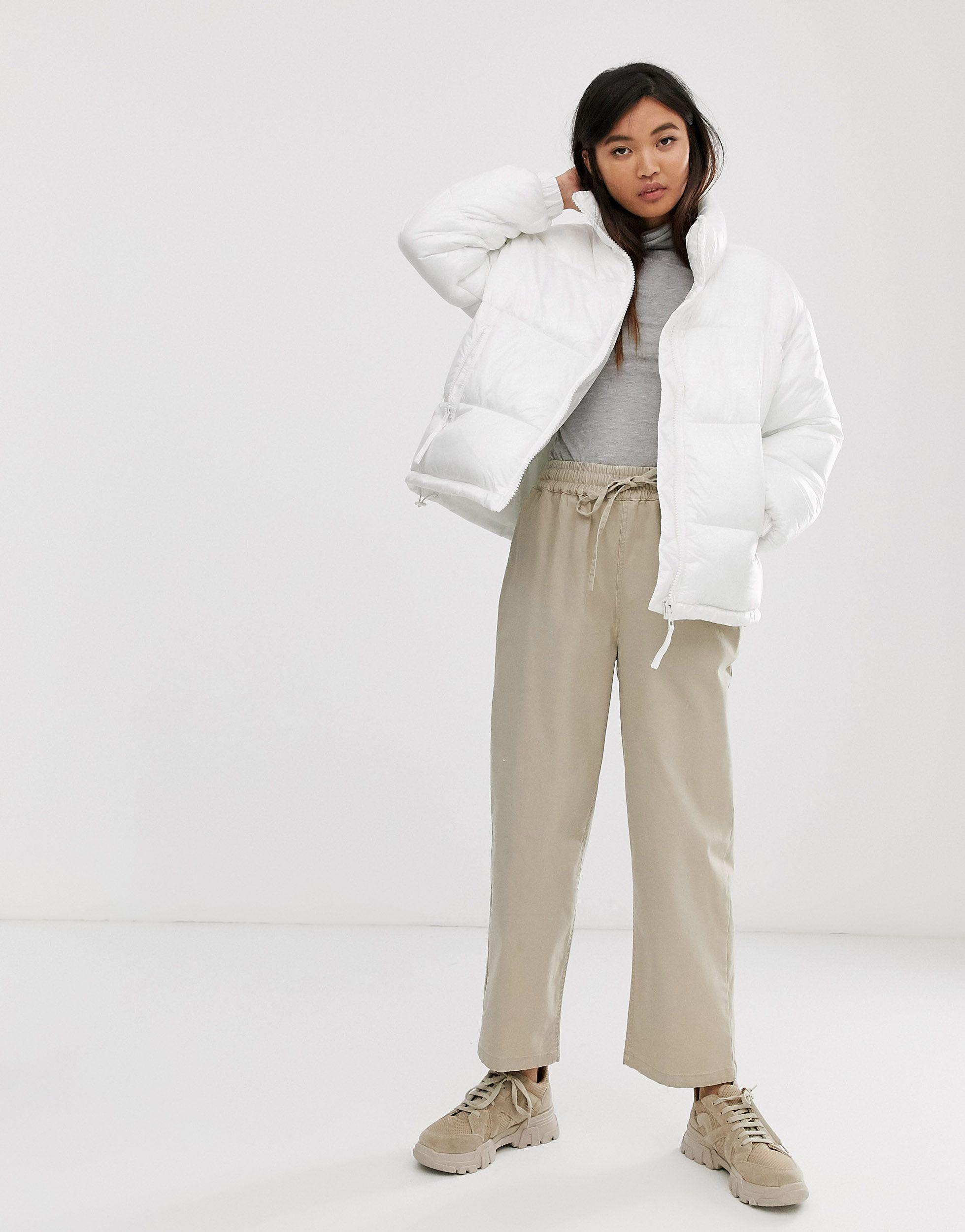 Weekday Synthetic Benita Puffer Jacket in White - Lyst