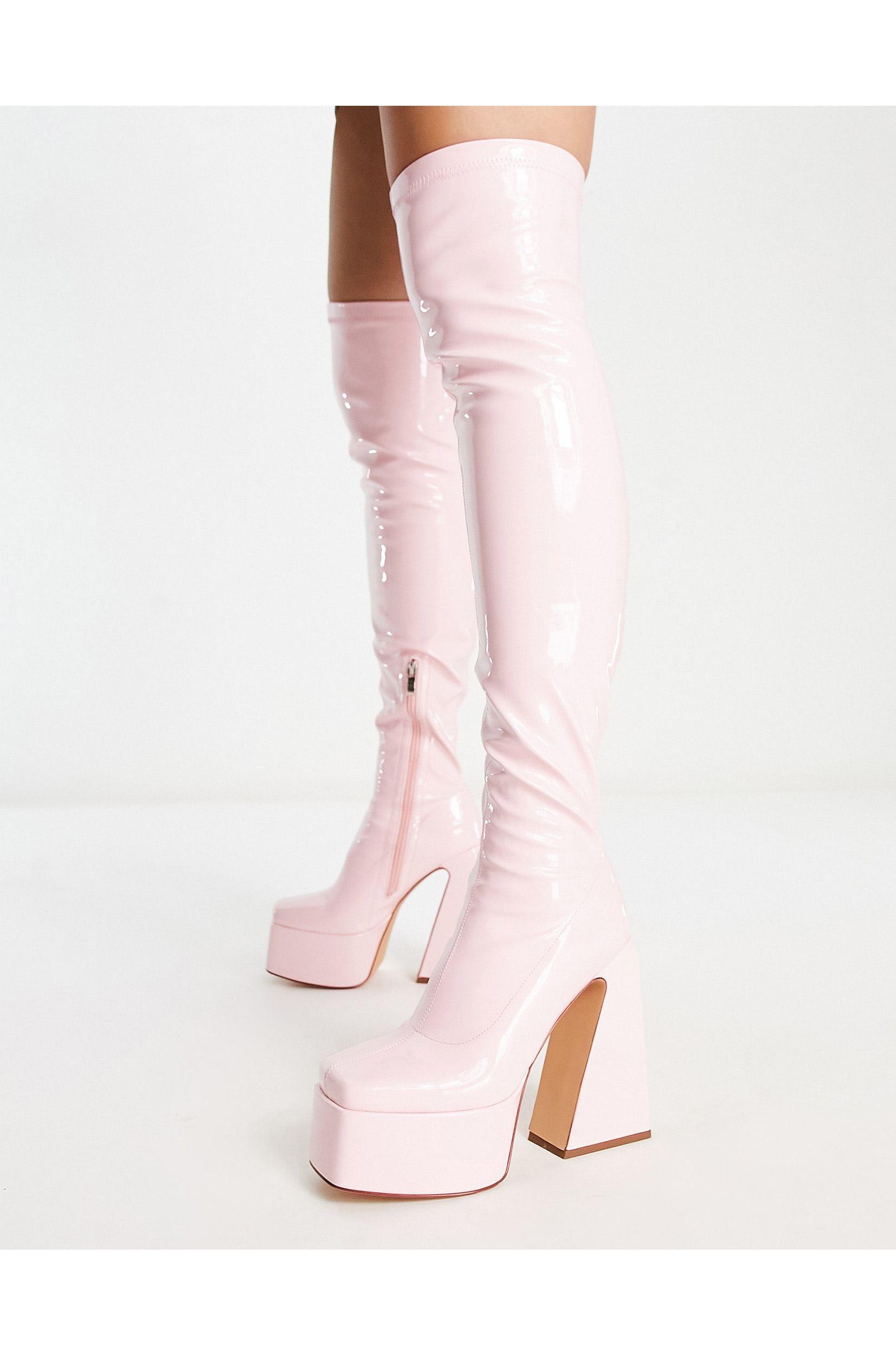 Simmi Shoes Simmi London Platform Heel Second Skin Boots In Pink Lyst Uk