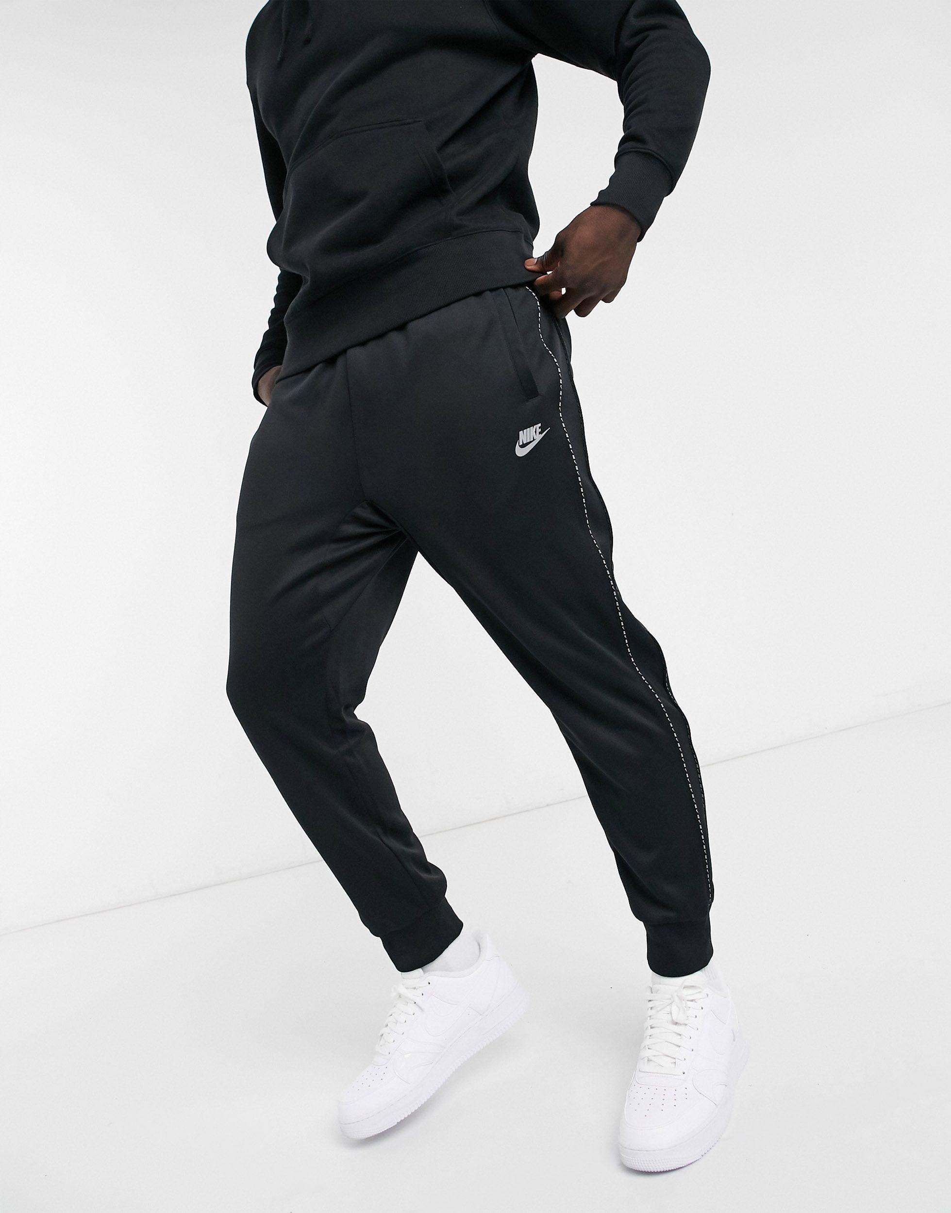 Nike Repeat Pack Logo Taping Polyknit Cuffed joggers in Black for Men - Lyst