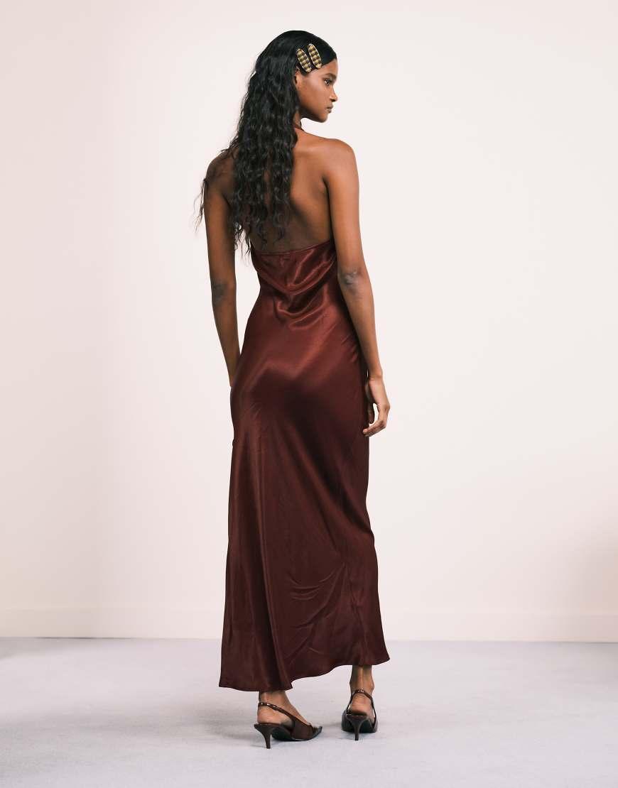 Asos Design Bruine Jurk Lange Mouw Avondjurk Lange Mouw Hotsell