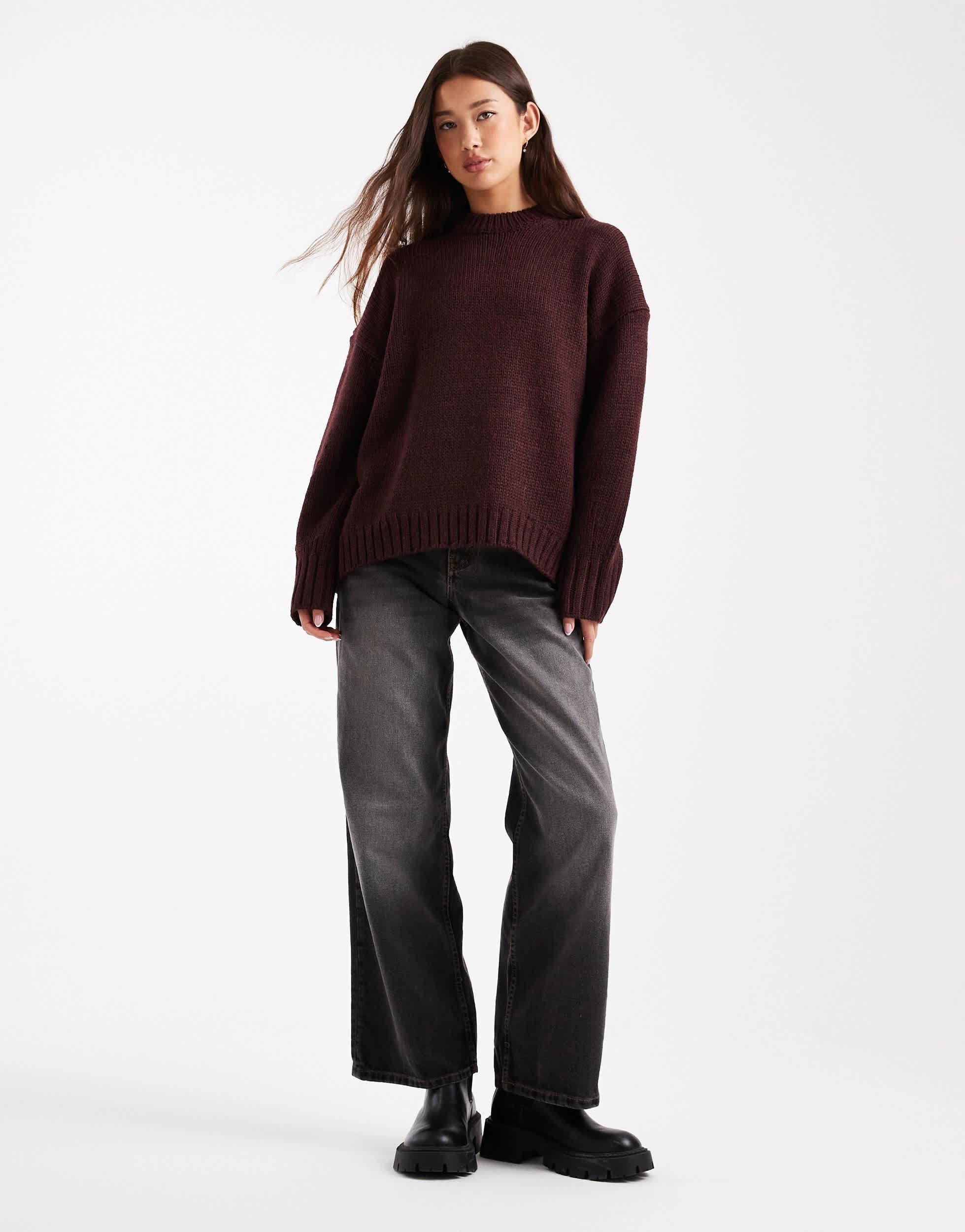 Asos Grauer Oversize Pullover ASOS – Oversize-pullover Aus Glattem