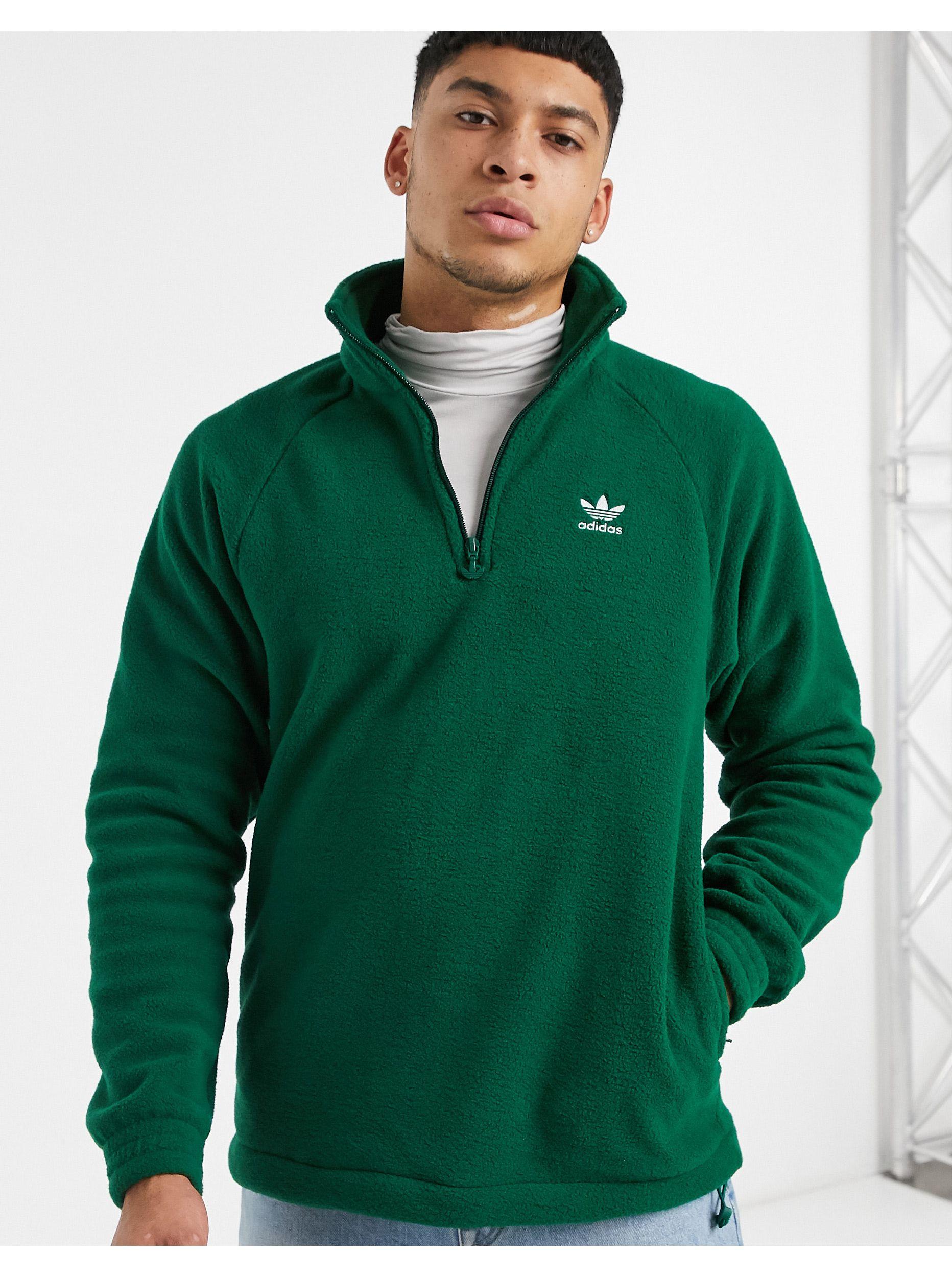 adidas Originals 1 4 Zip Fleece in Green for Men Lyst UK