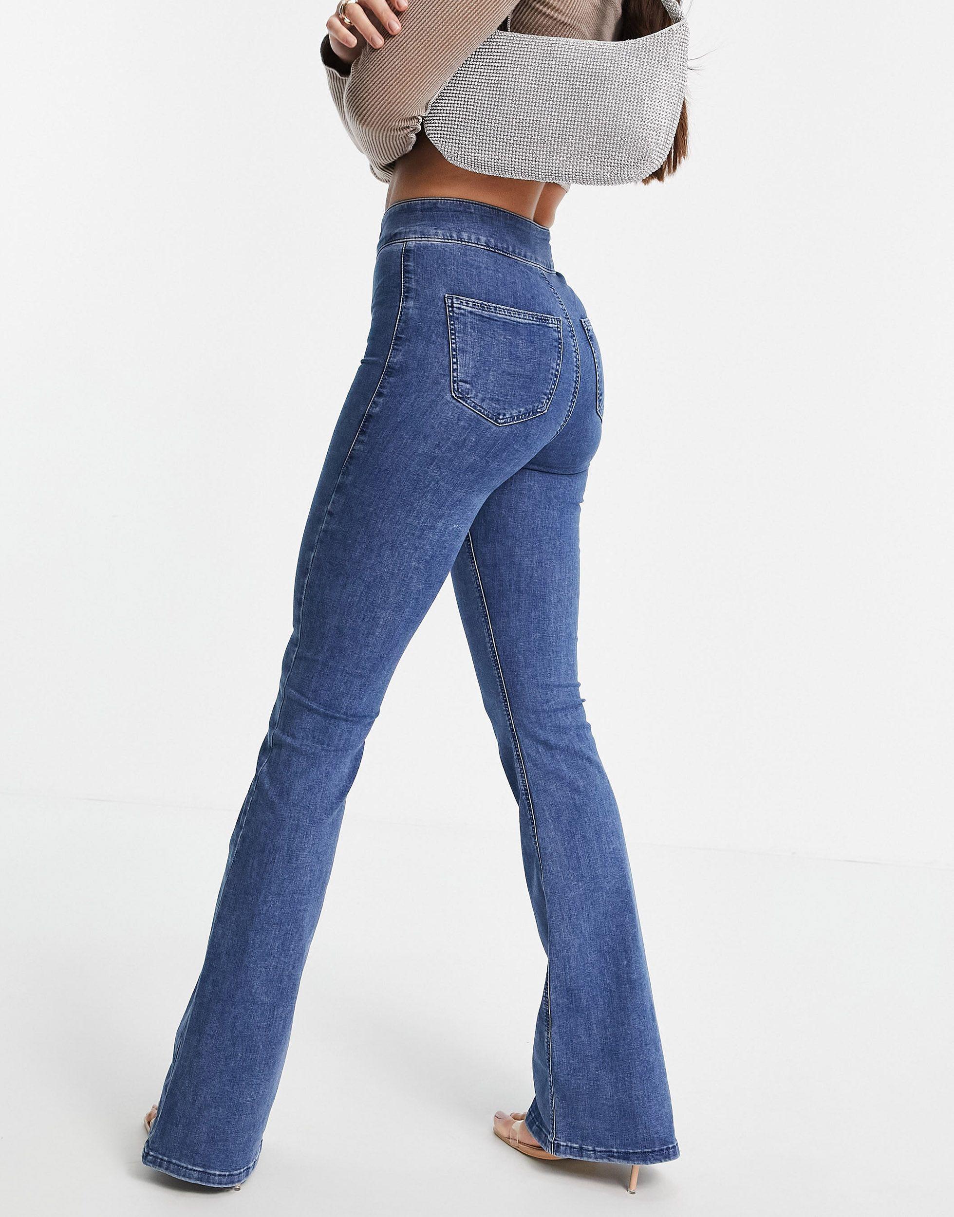 TOPSHOP Denim Flared Joni Jeans in Mid 