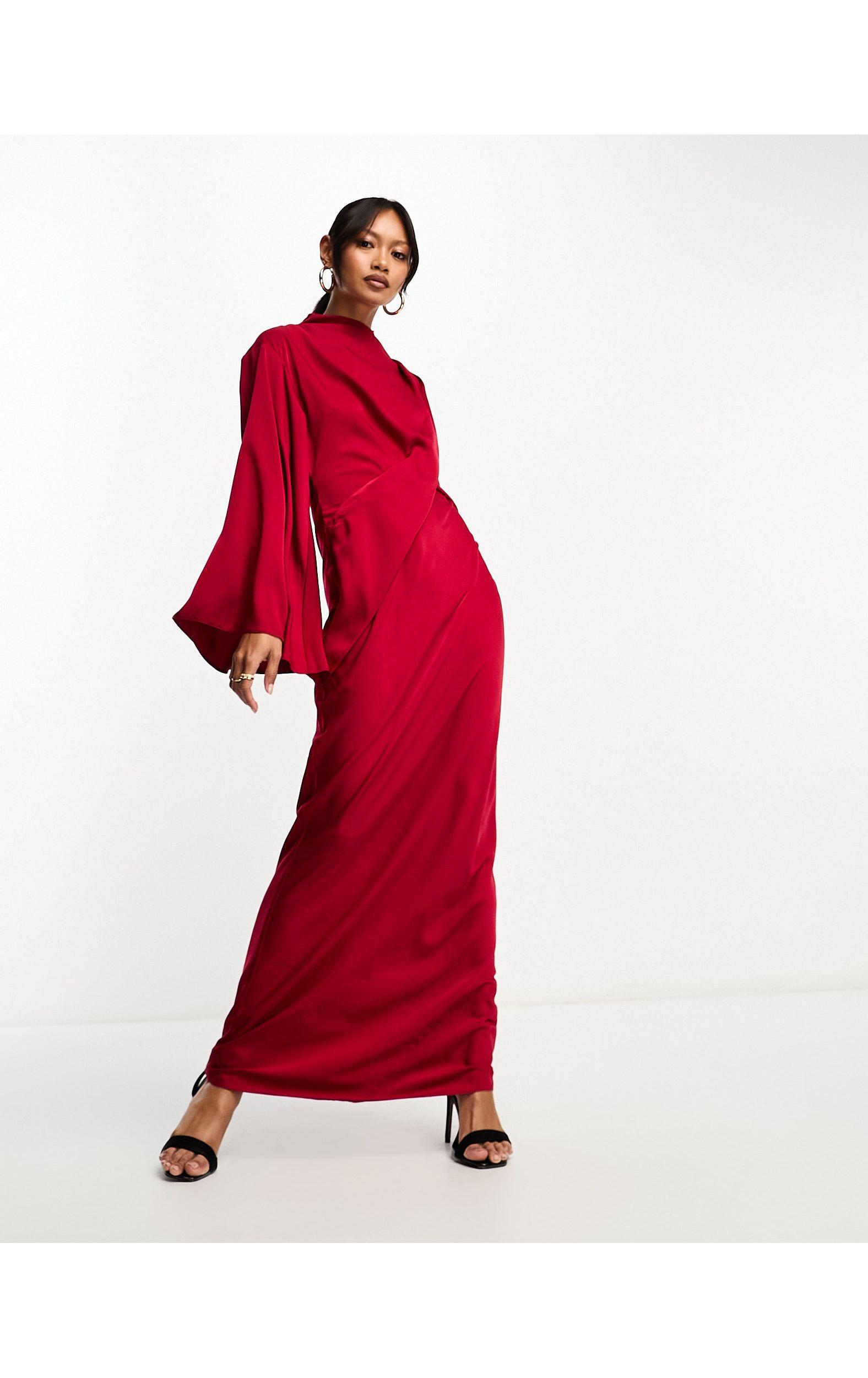 Kimono sleeve shop wrap maxi dress