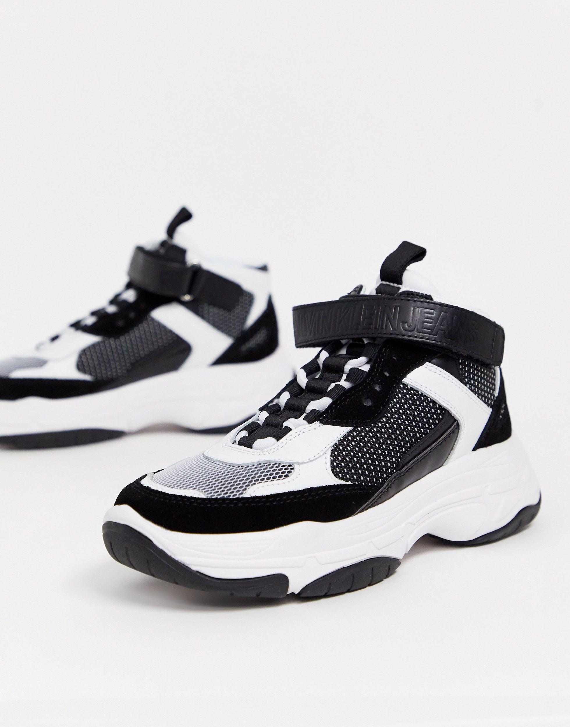 Calvin Klein Leather Calvin Klein Missie Chunky High Top Sneakers in  White/Black (Black) - Lyst