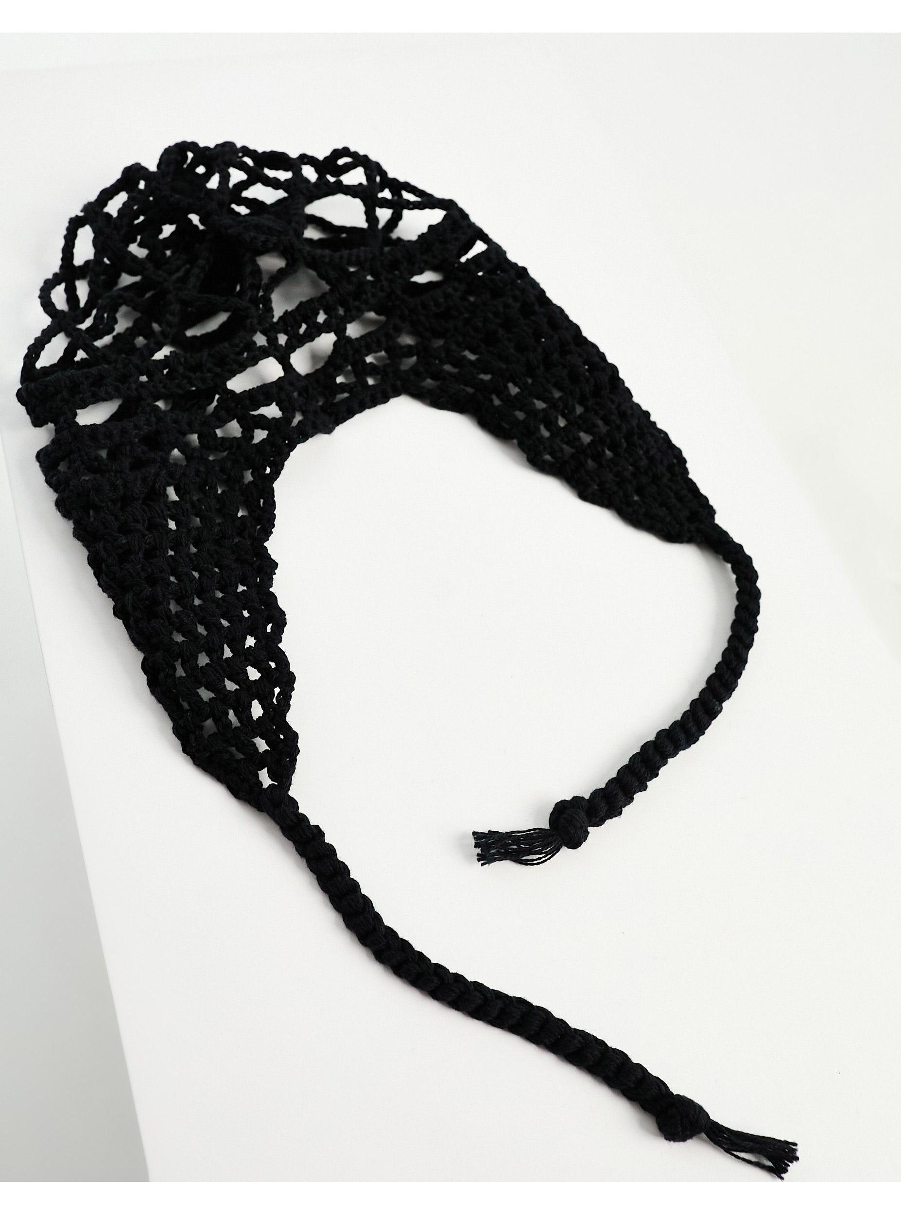 Collusion Crochet Festival Skull Cap With Tie Detail in Black | Lyst