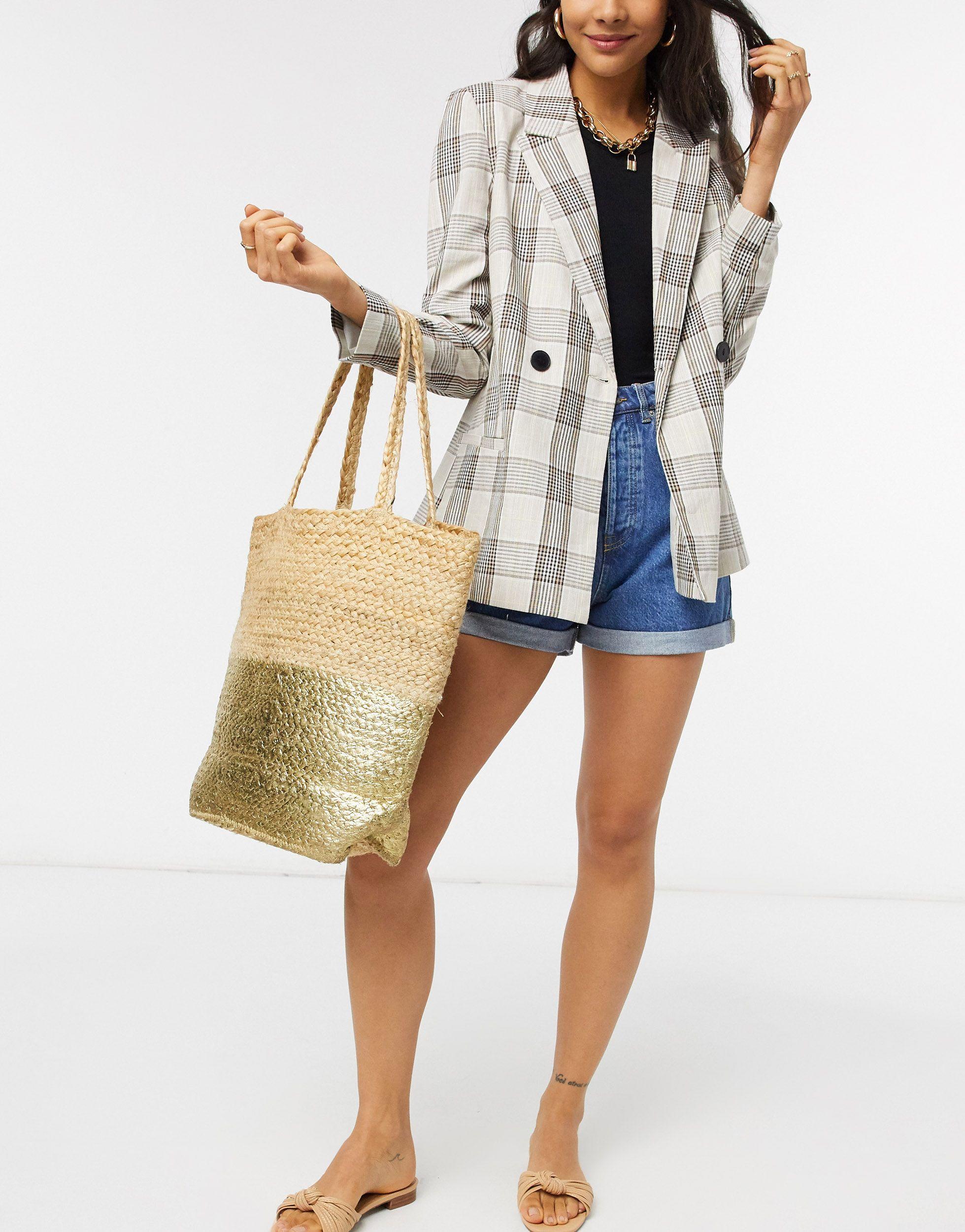 gold straw bag