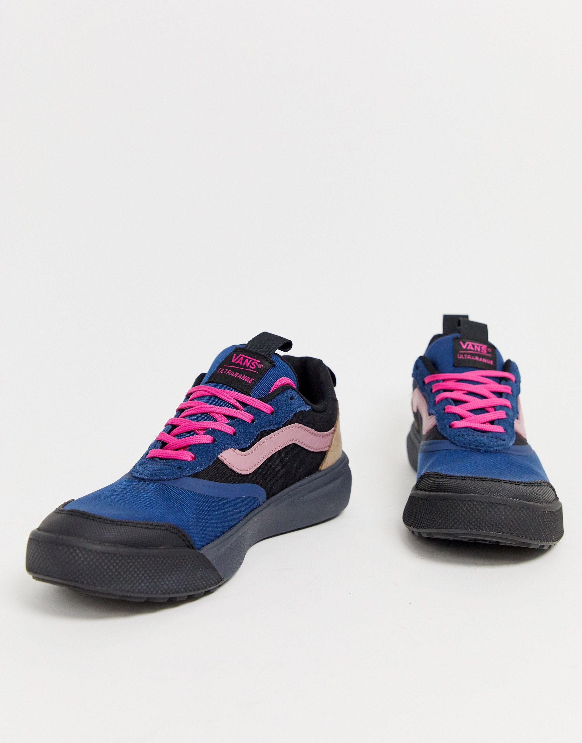 Vans Canvas Ultrarange Blue And Pink Trainers | Lyst