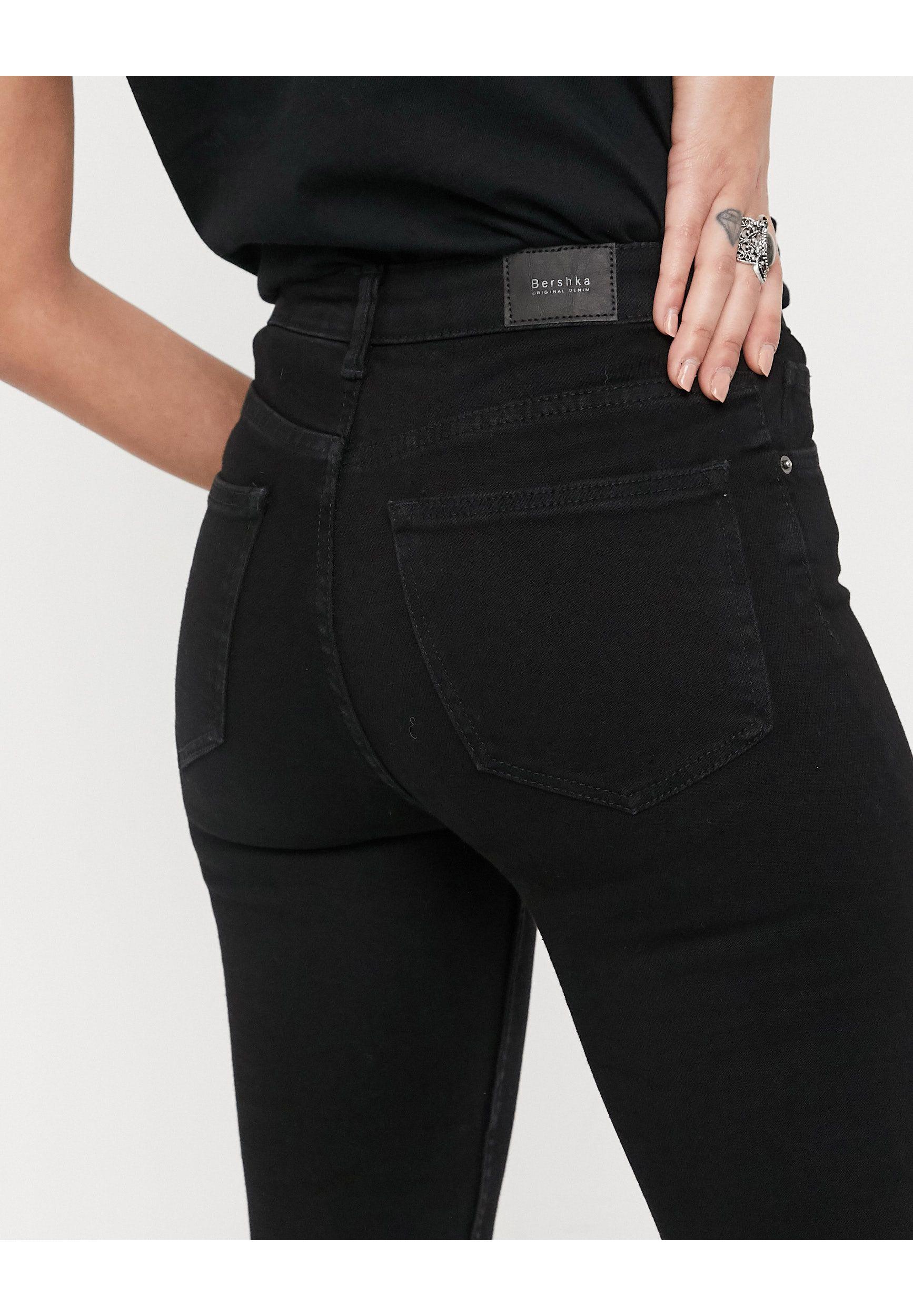 Bershka Denim High Waist Skinny Jeans in Black - Lyst