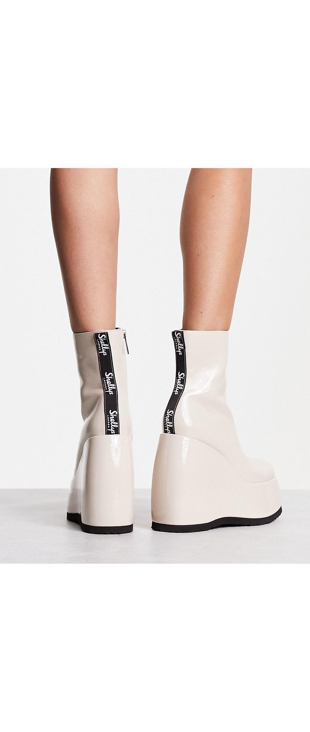 Shellys London Roxanne Wedge Boots in White | Lyst