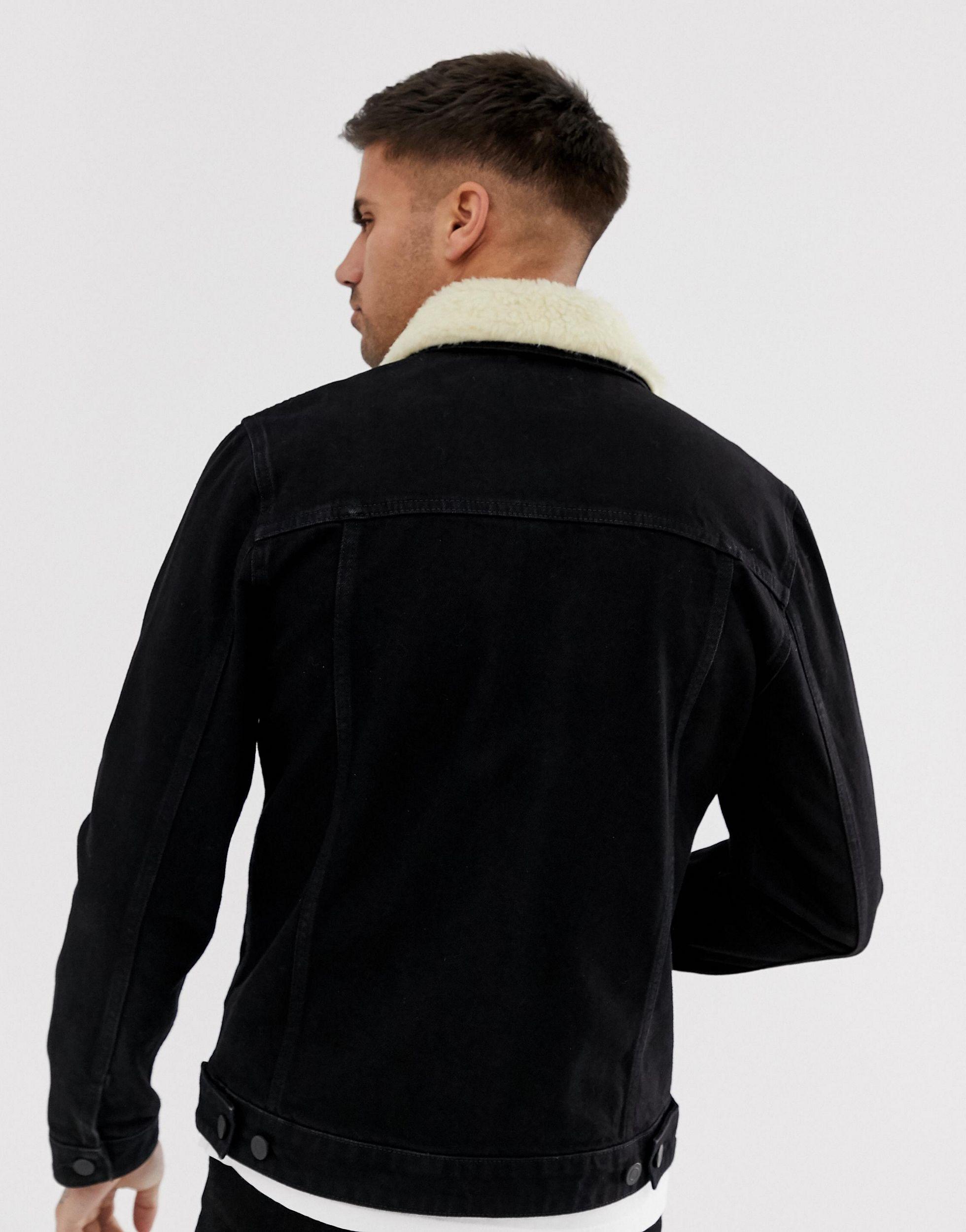 ASOS Denim Jacket With Detachable Borg 