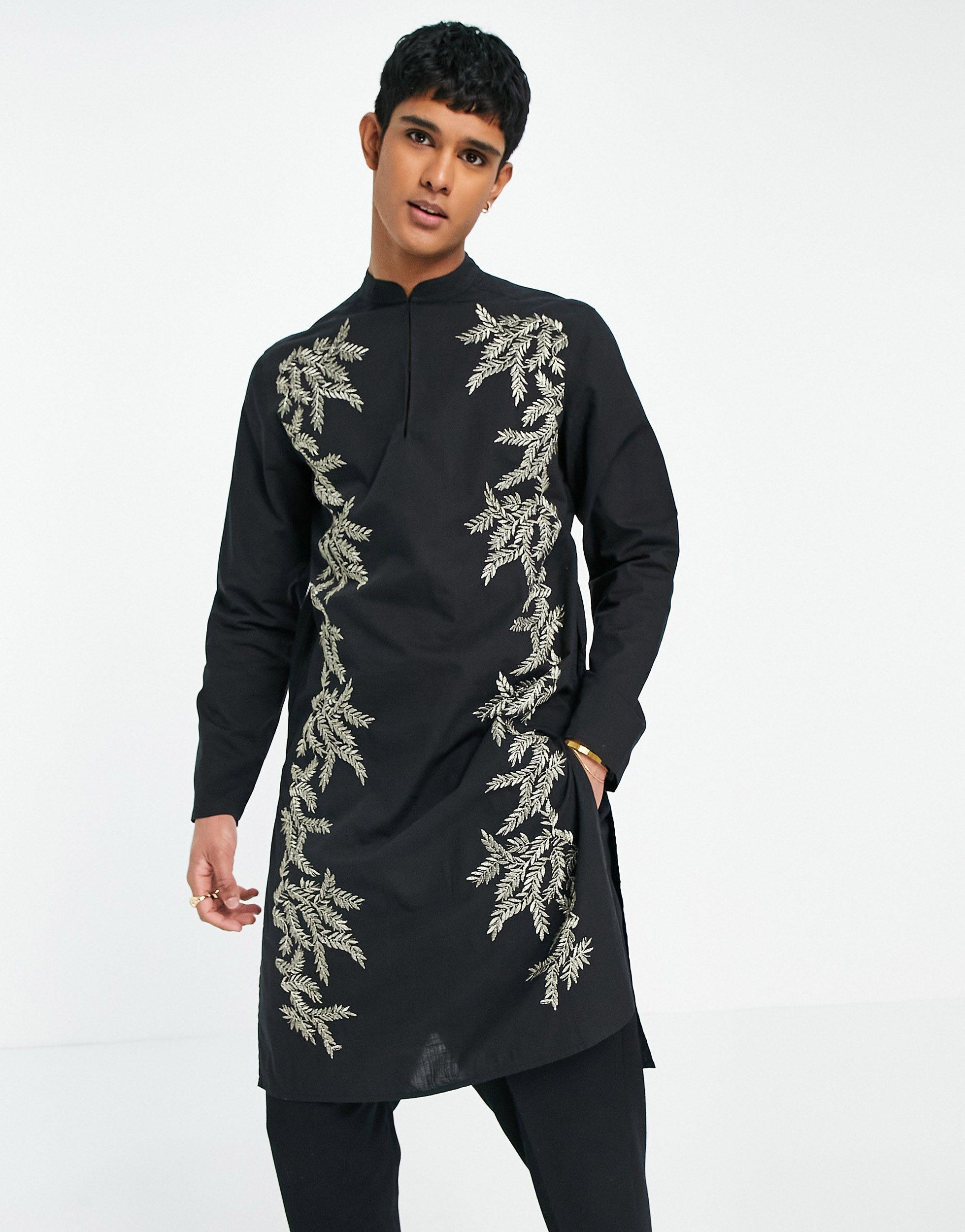 ASOS Kurta Longline Shirt in Black for 