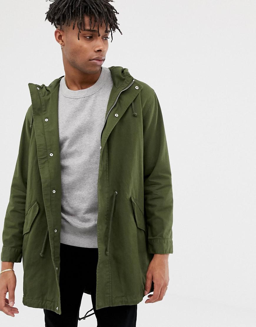 ASOS Lightweight Parka Jacket in Green for Men | Lyst