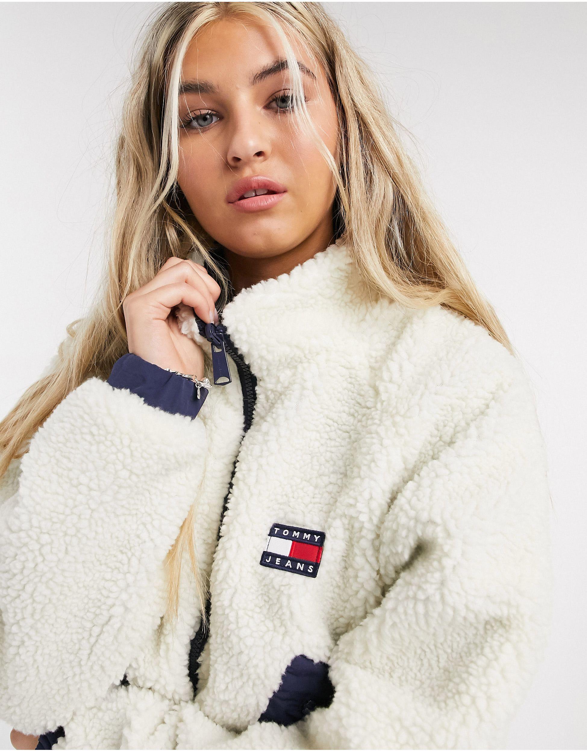 Tommy Hilfiger Reversible Sherpa Jacket in Natural | Lyst UK