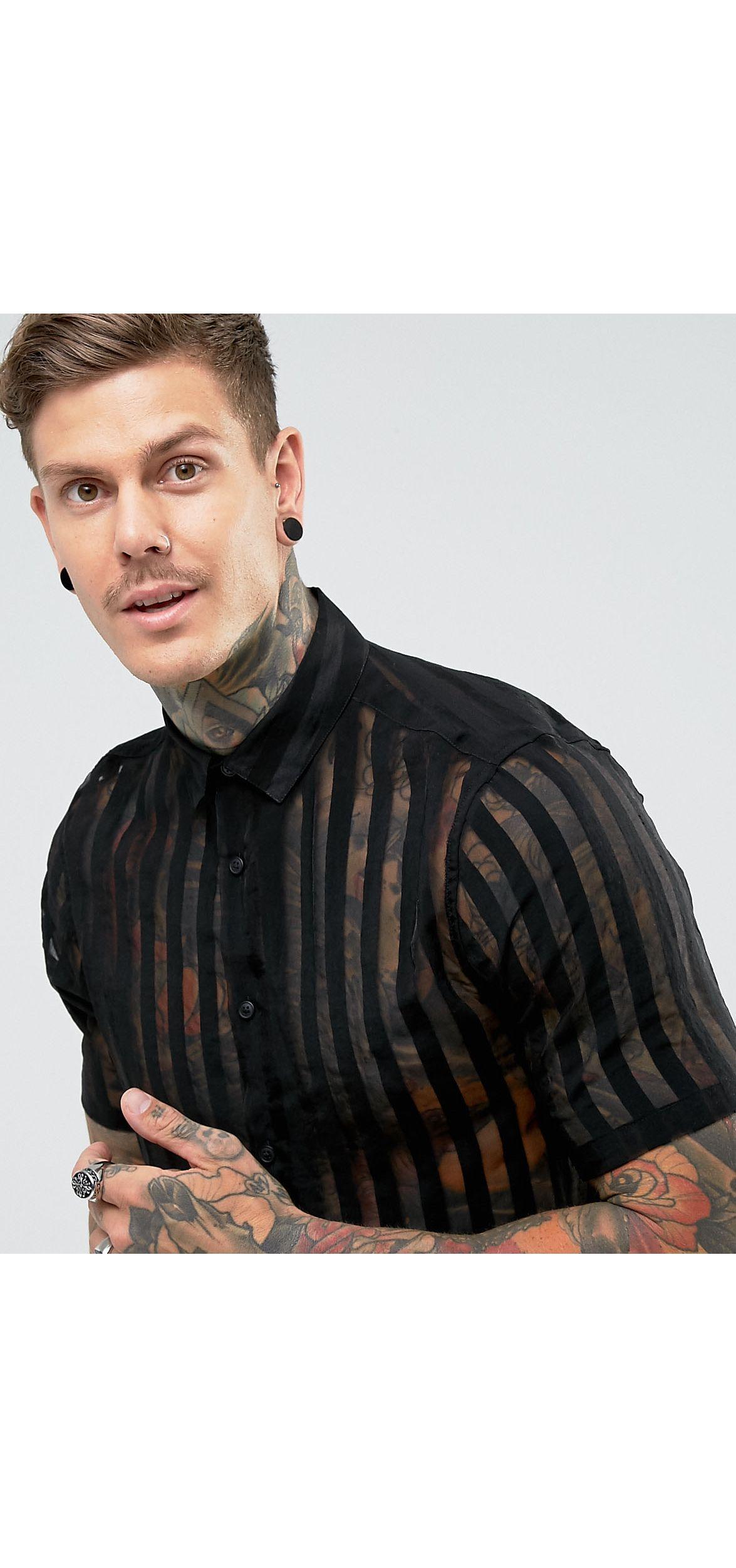 Chemise transparente à rayures en viscose coupe classique Synthétique ASOS  pour homme en coloris Noir - Lyst
