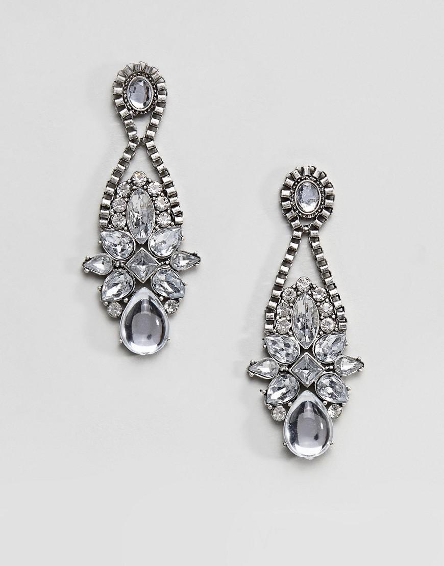 True Decadence Pewter Stone Statement Earrings () in Silver (Metallic ...