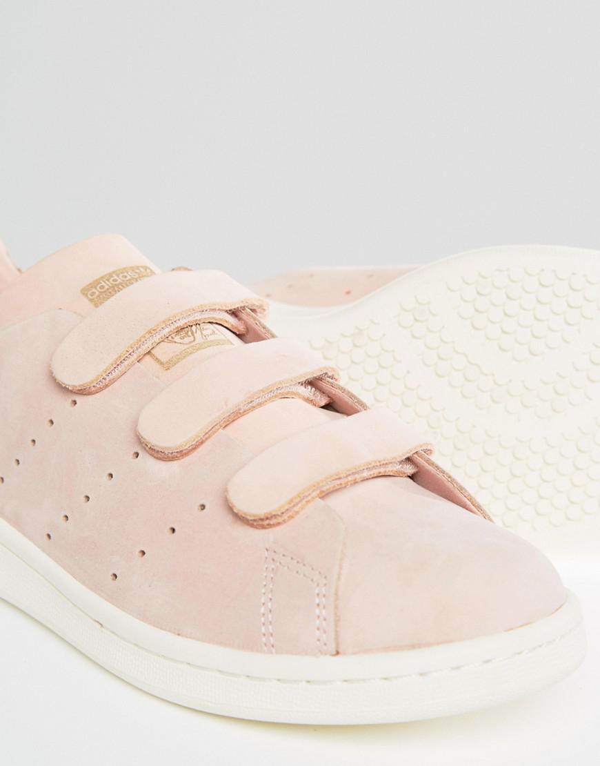 adidas originals pink nubuck leather stan smith trainers with strap