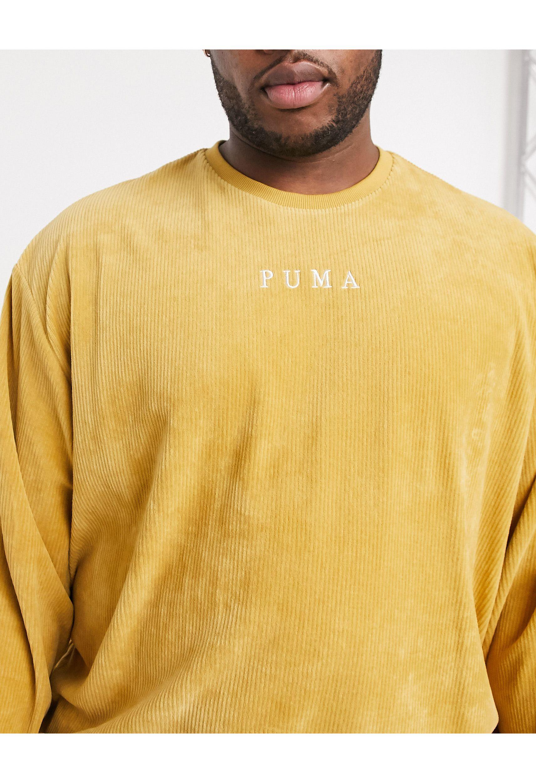 PUMA Cotton Plus Cord Sweatshirt in Yellow for Men - Lyst
