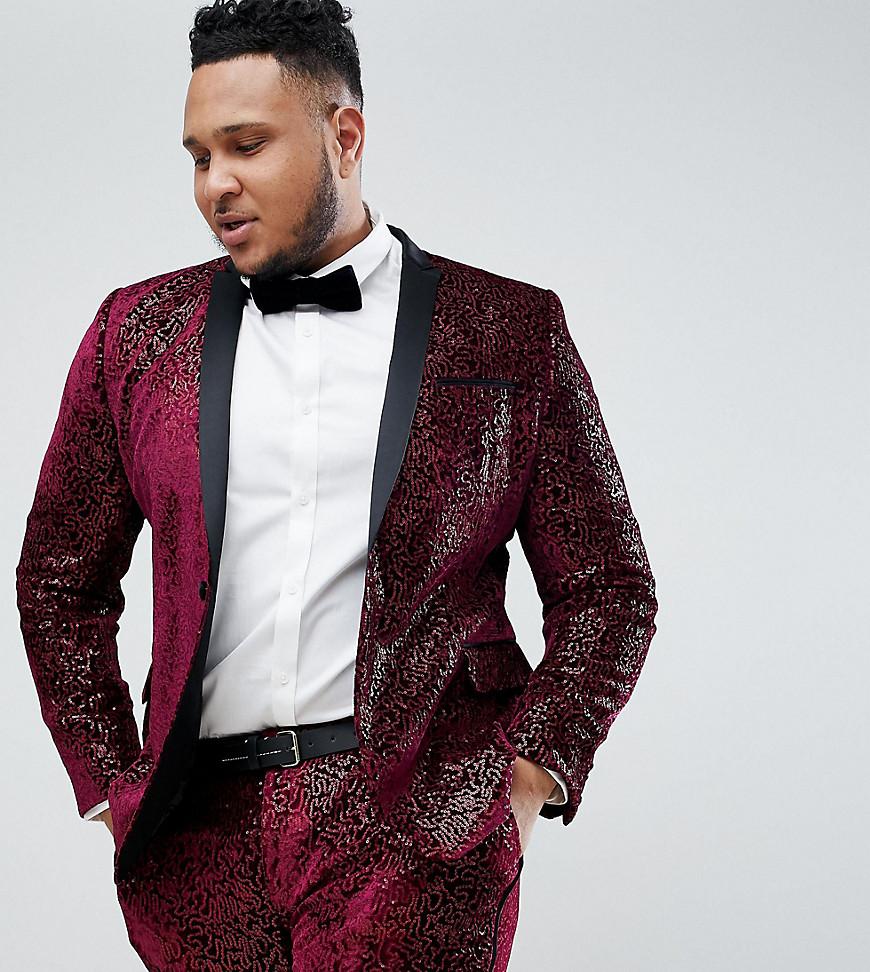 Giacca da smoking super skinny di paillettes bordeaux da Uomo di ASOS in  Rosso | Lyst