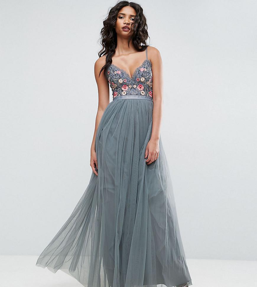 Needle & Thread Whisper Embroidered Tulle Maxi Dress in Green | Lyst Canada